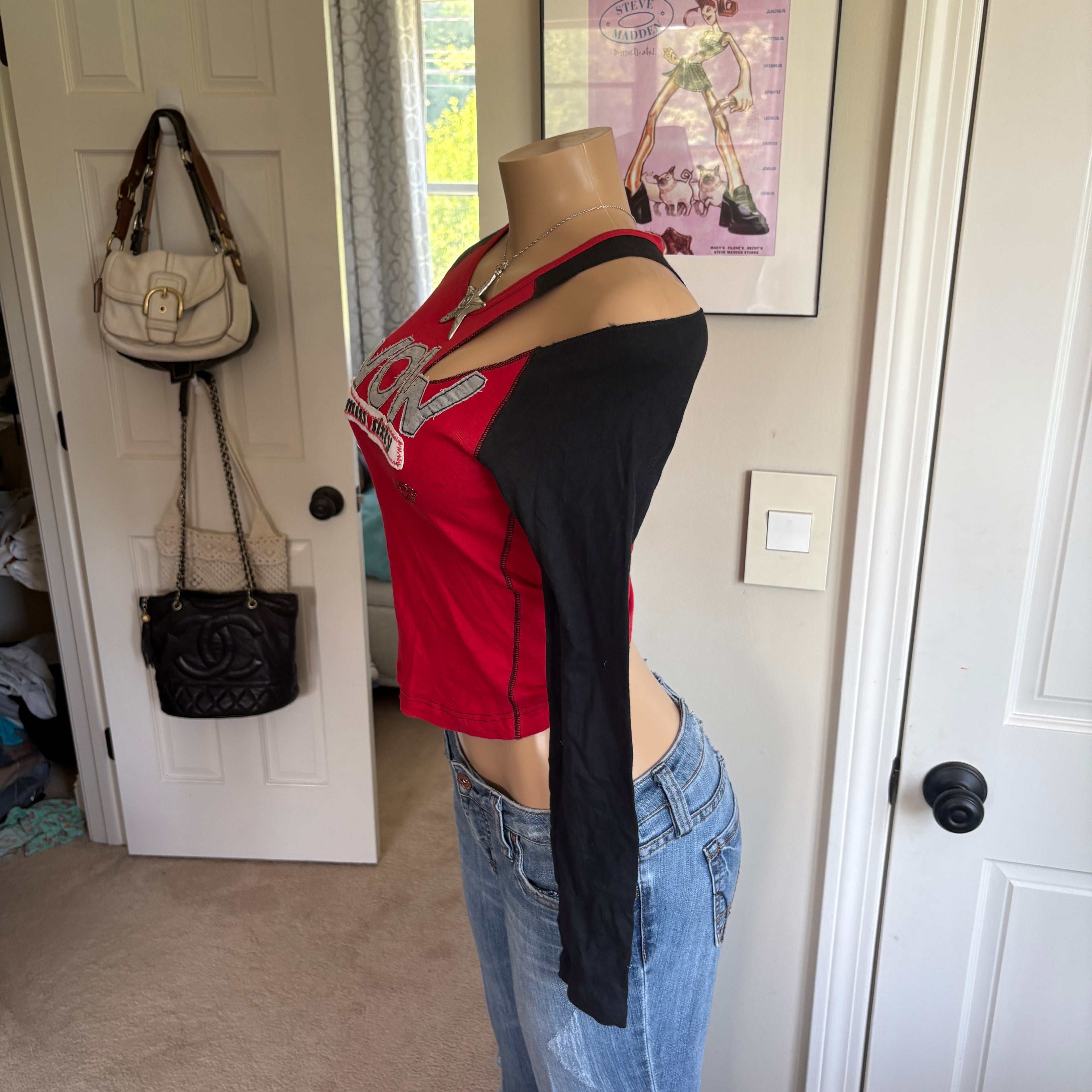 00s rare Miss Sixty spellout red cutout long sleeve (size M)