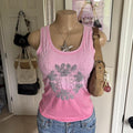 y2k 2000s mcbling pink rhinestone tank top