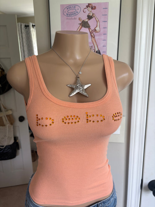 00s Bebe spellout orange tank top (size XS)