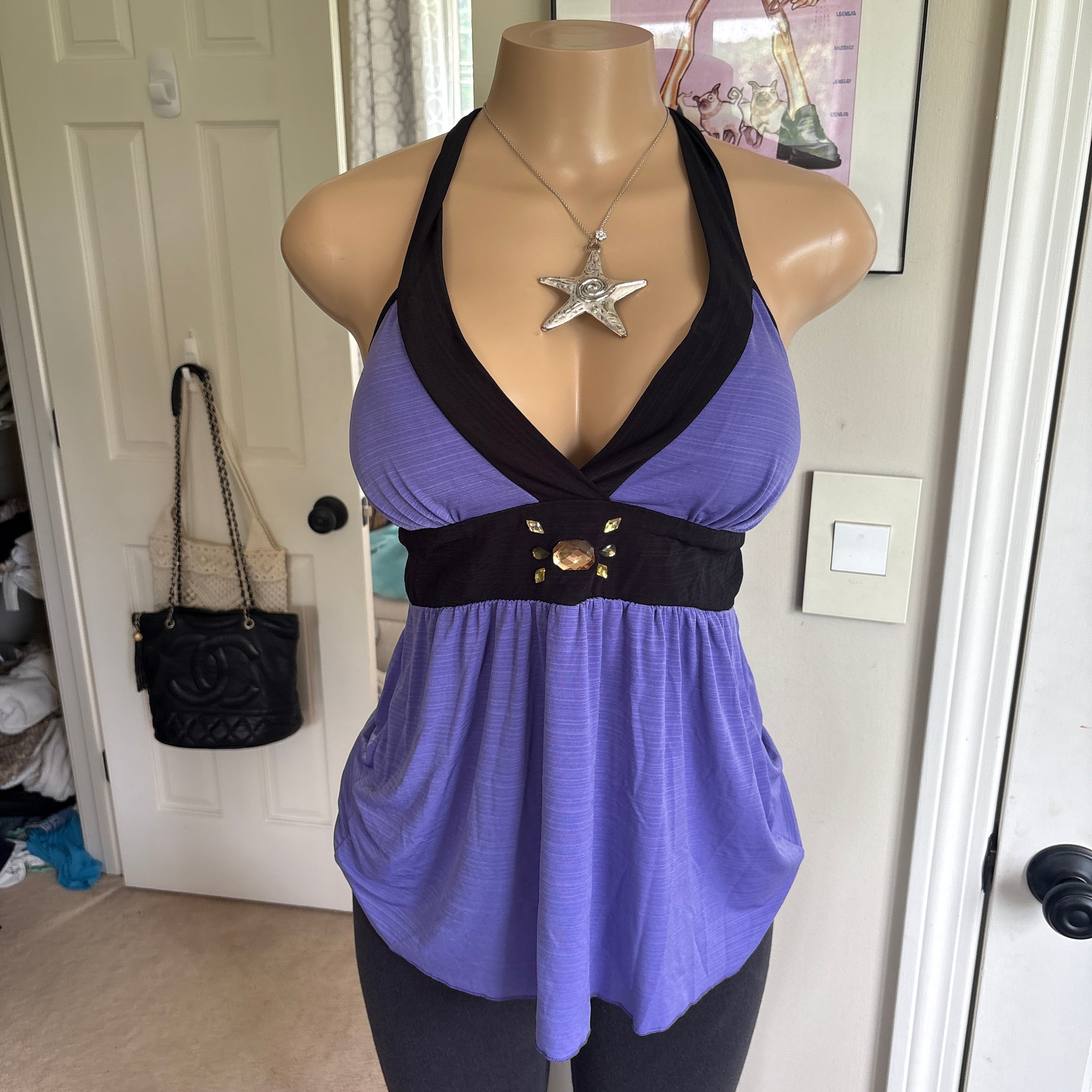 00s IZ Byer purple v neck halter top (size XL)