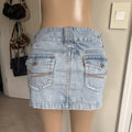 y2k 2000s American eagle light wash low rise denim micro mini skirt