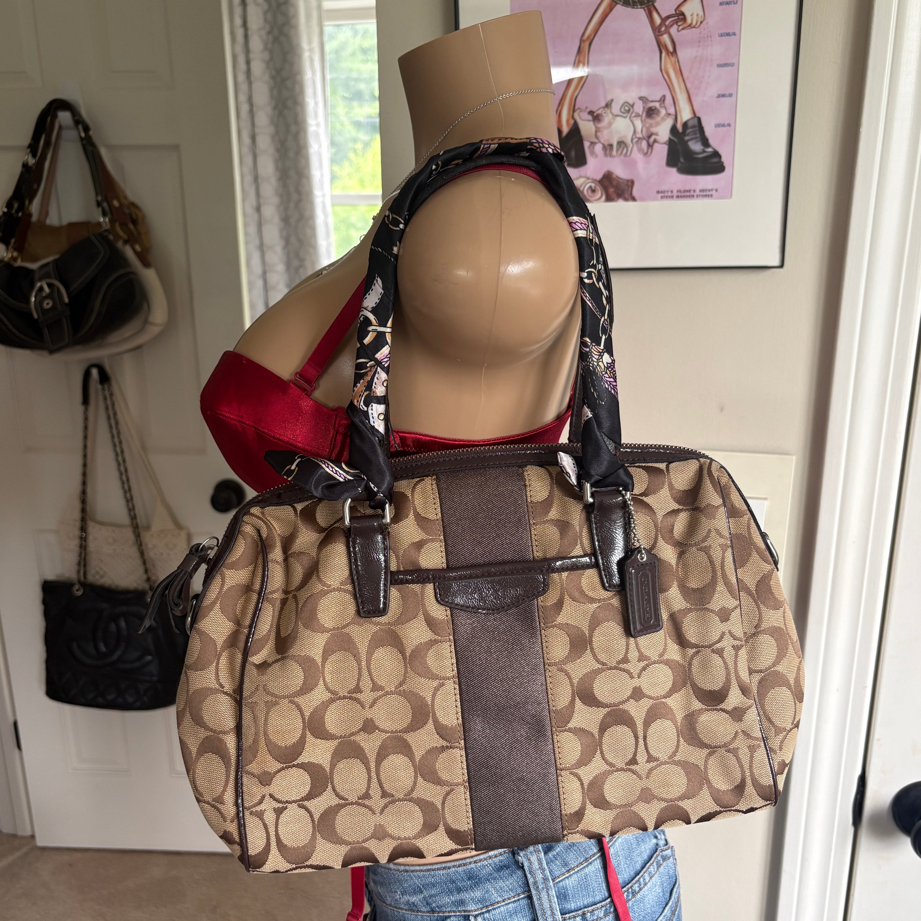 00s vintage Coach classic tan monogram canvas satchel bag
