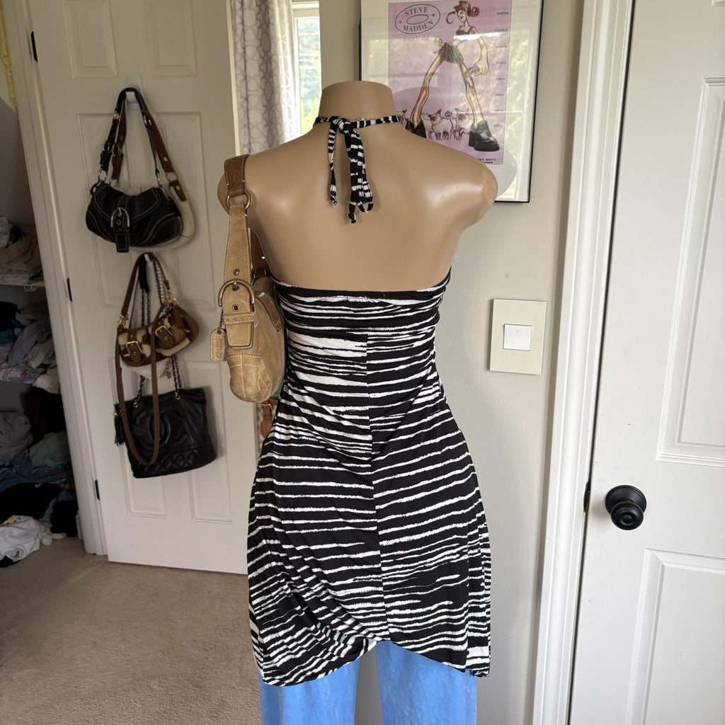 y2k 2000s zebra print beaded halter top