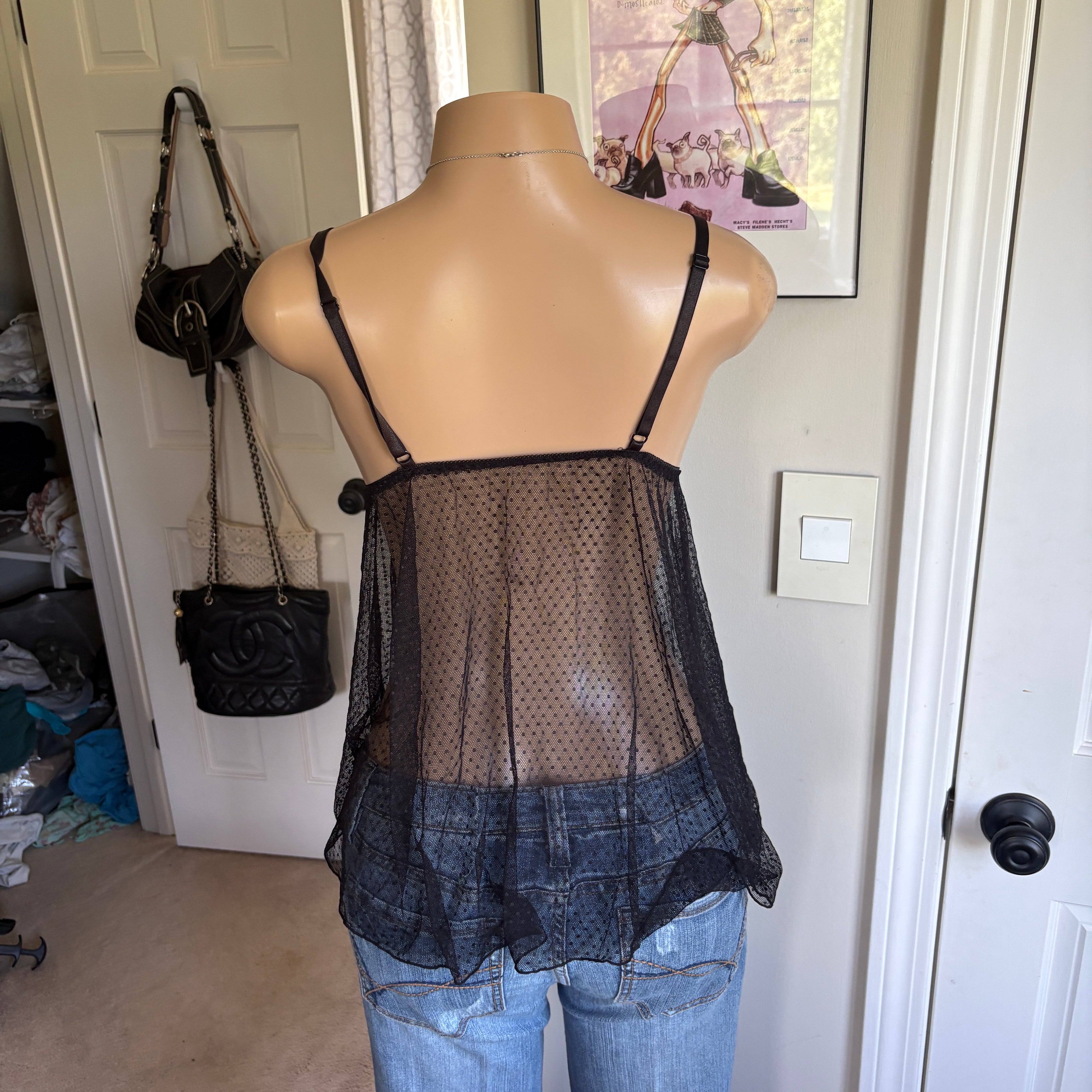 00s black butterfly babydoll lingerie cami (size M)