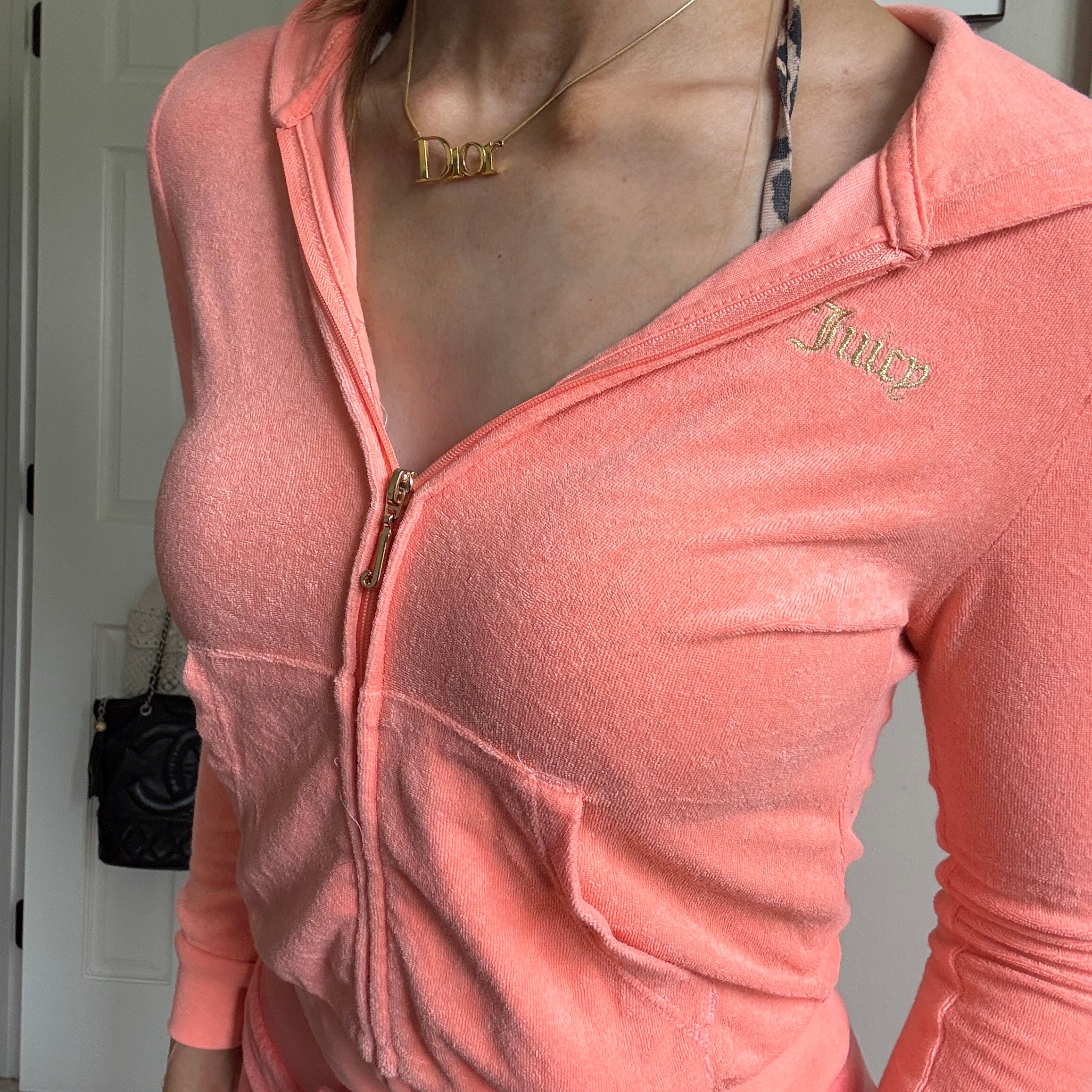 00s Juicy Couture cherry coral pink tracksuit set (size XS/S)