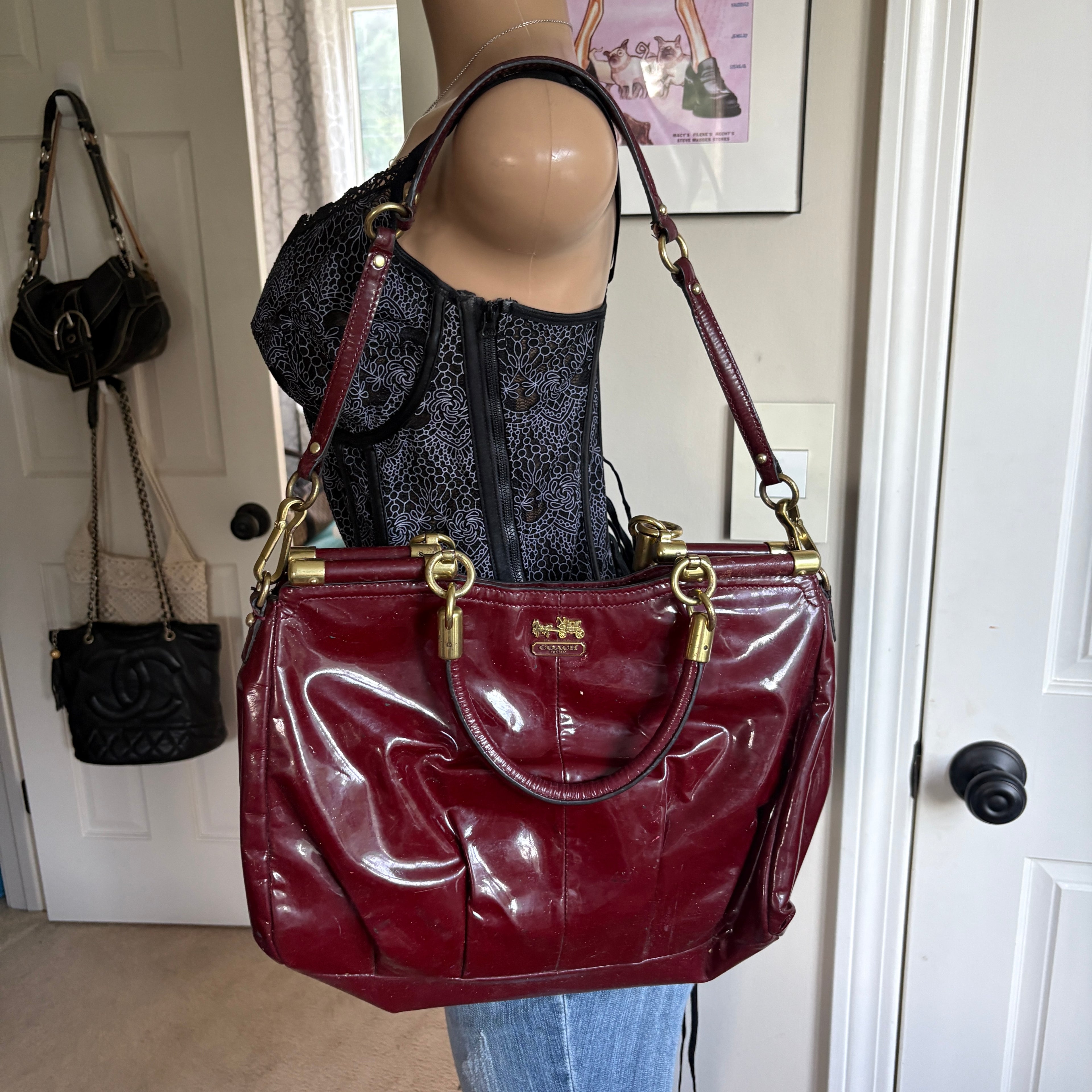 00s Coach Madison Exotic Patent Leather Sophia Satchel