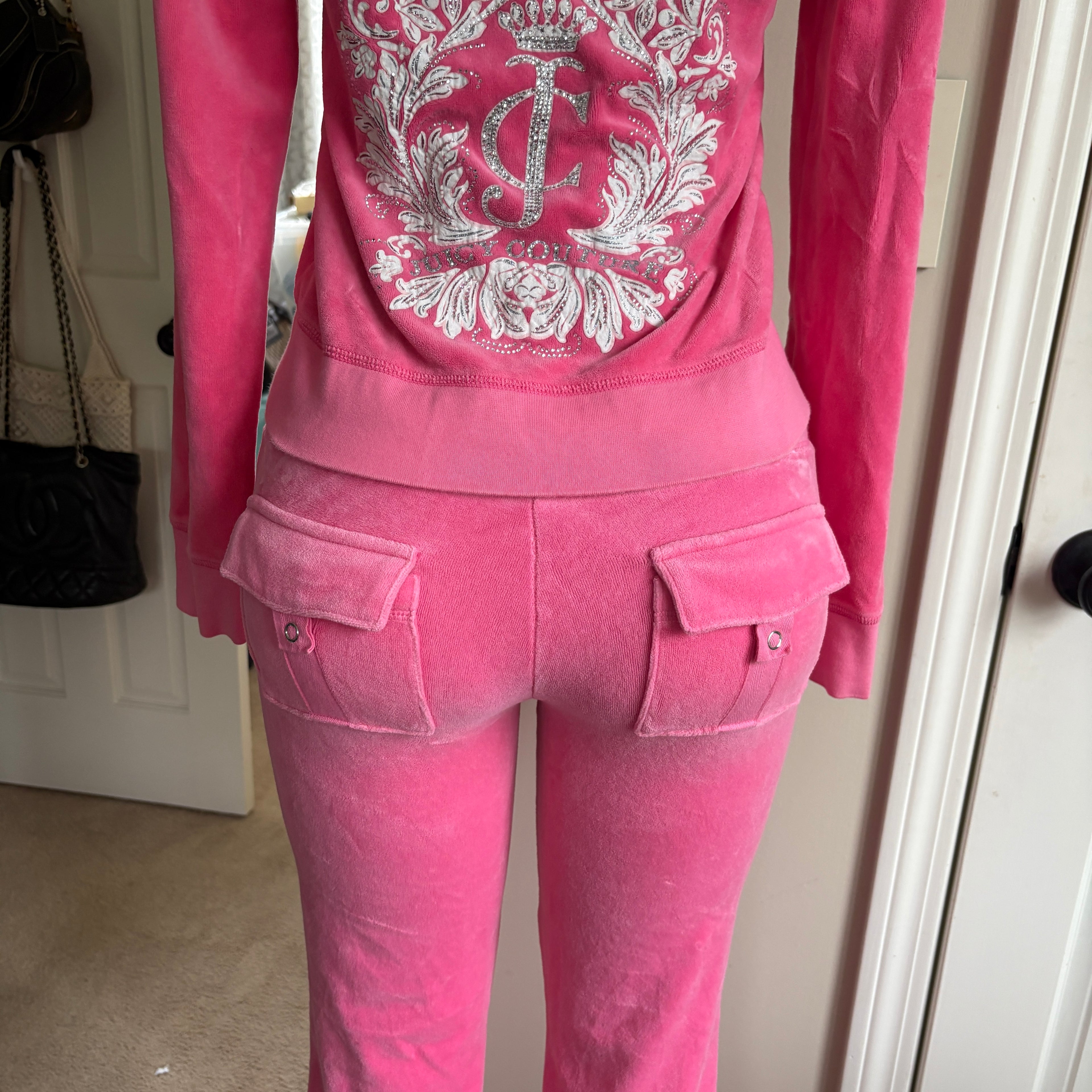 00s Juicy Couture hot pink velour tracksuit set (size S)