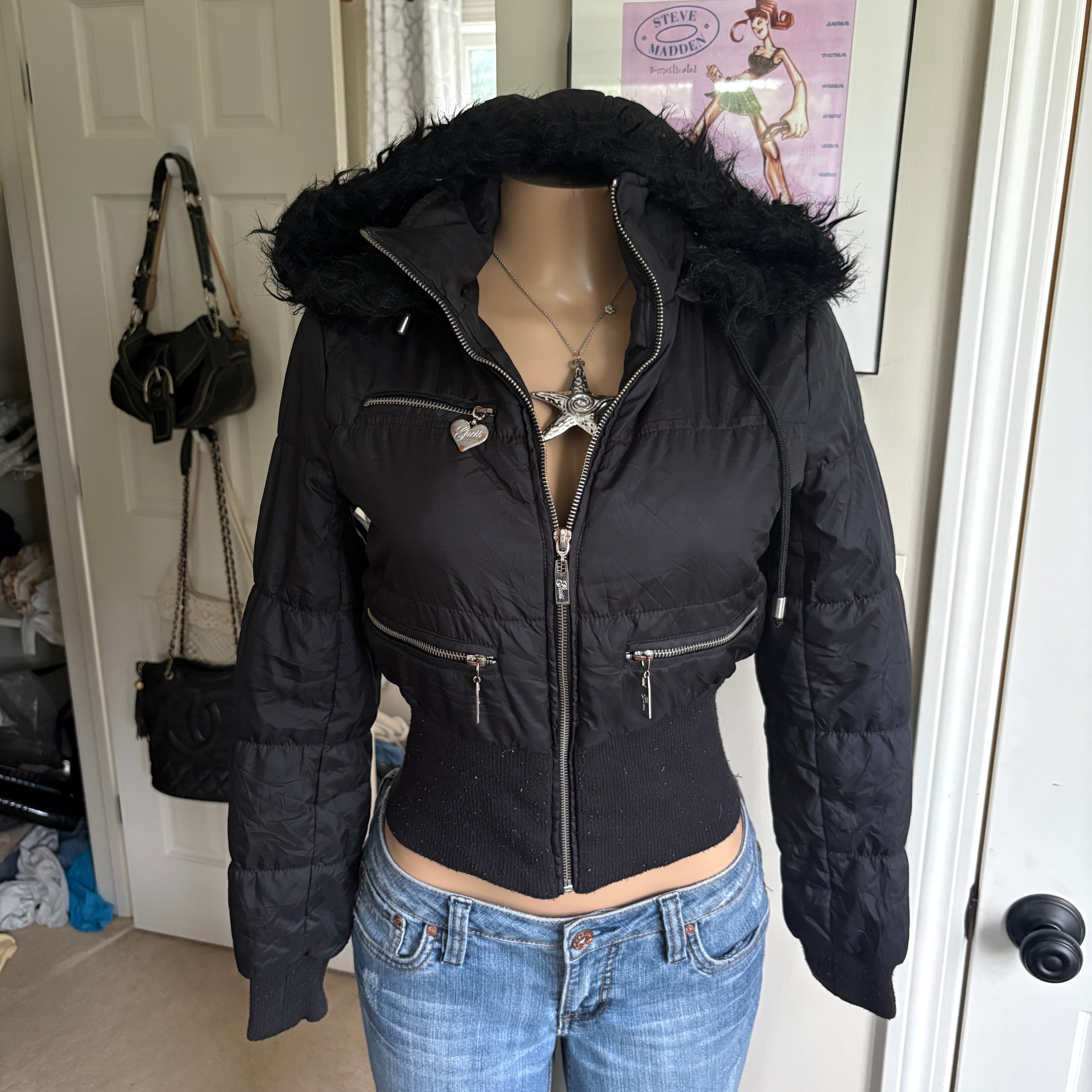 00s Guess black puffer jacket (size S)