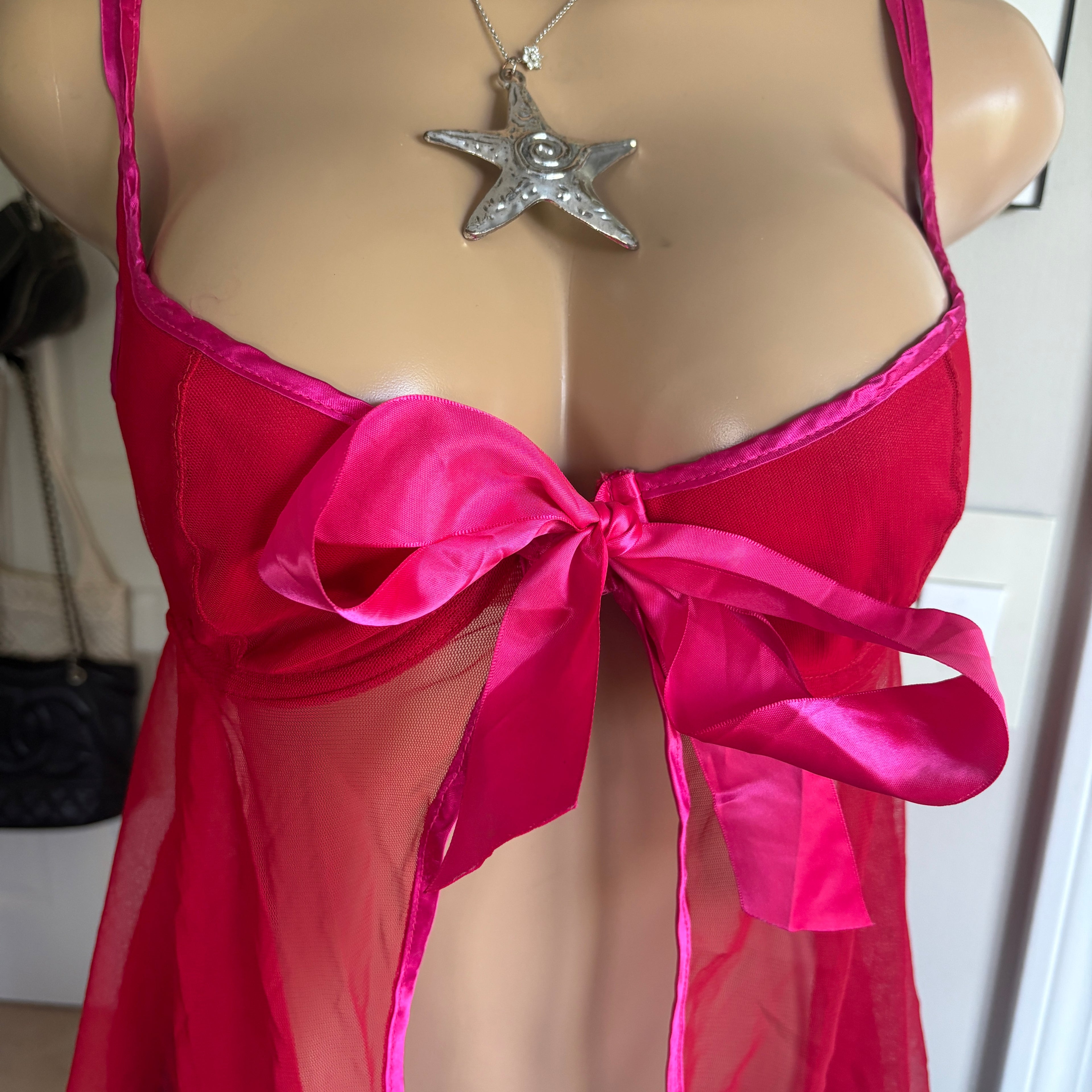 00s Victoria's Secret red babydoll slip top (size L)