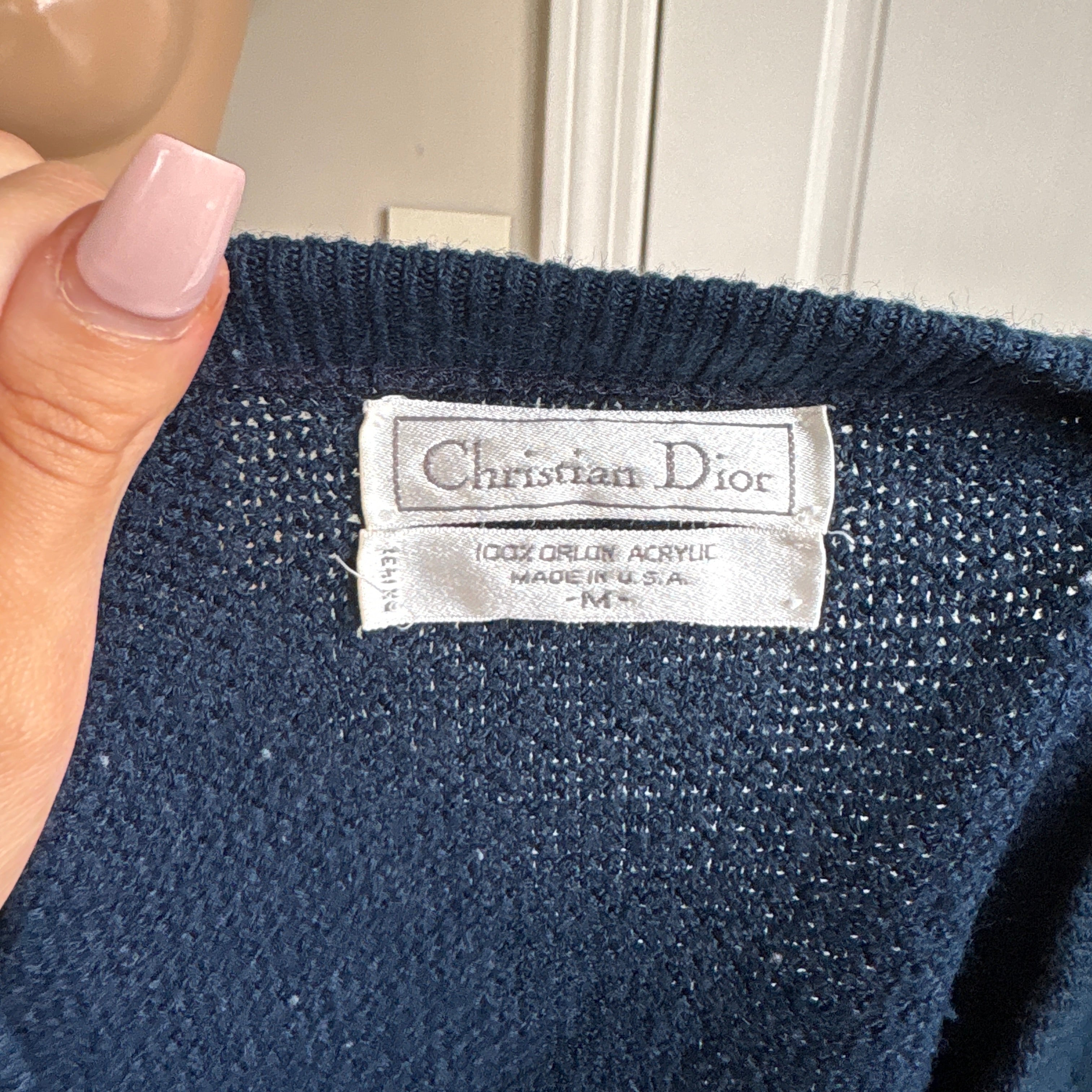 00s Christian Dior navy embroidered sweater (size M)