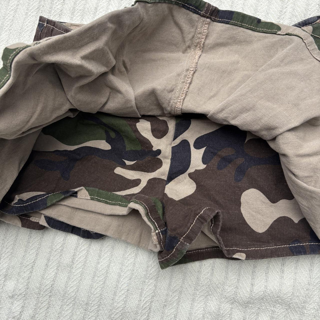 y2k 2000s almost famous camo pleated micro mini skirt
