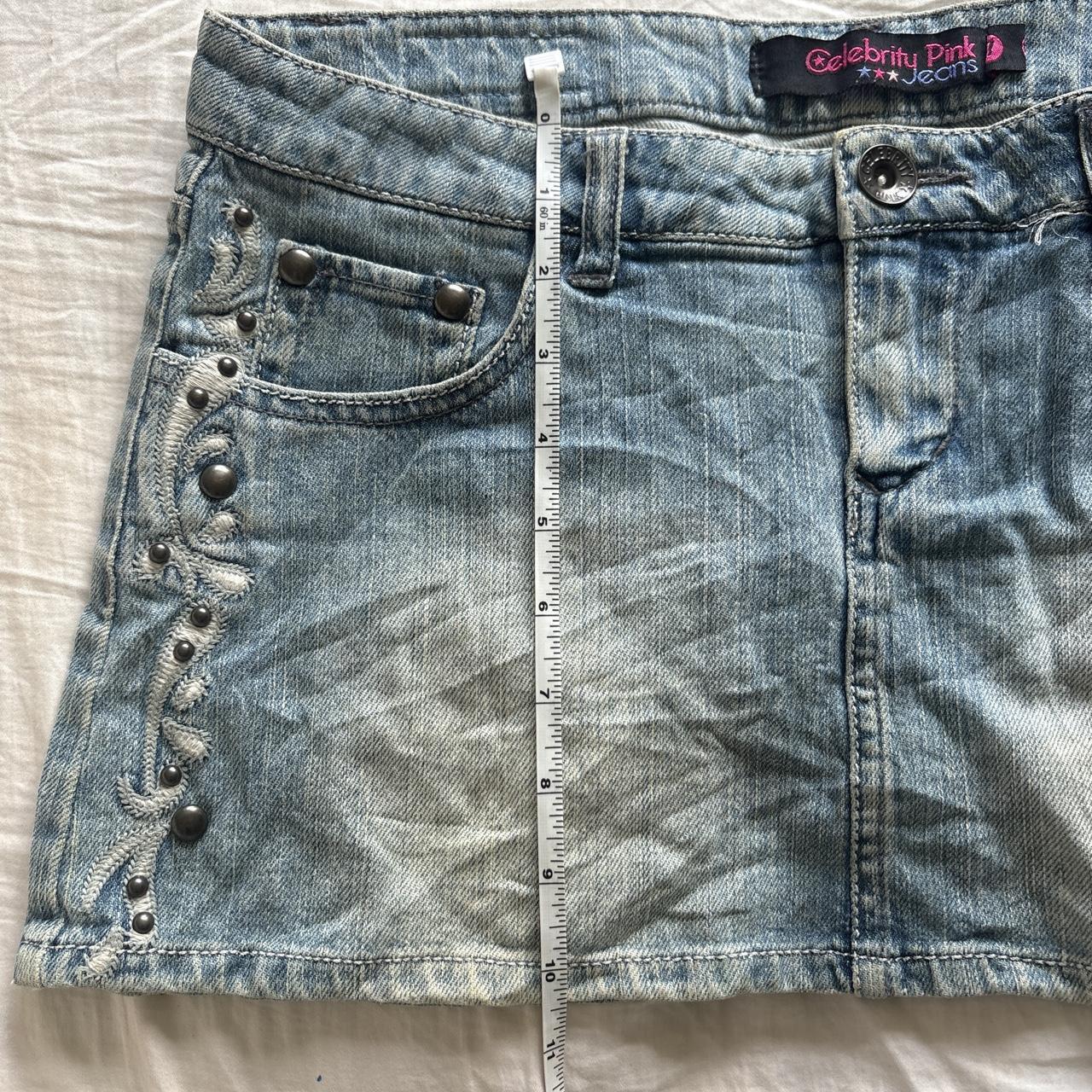 Y2K 2000s Celebrity Pink Studded Denim Mini Skirt