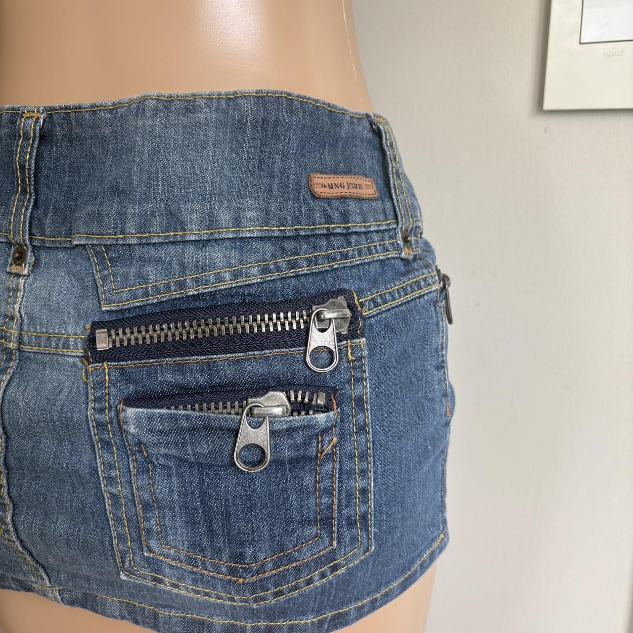y2k 2000s low rise zip pocket denim micro mini skirt