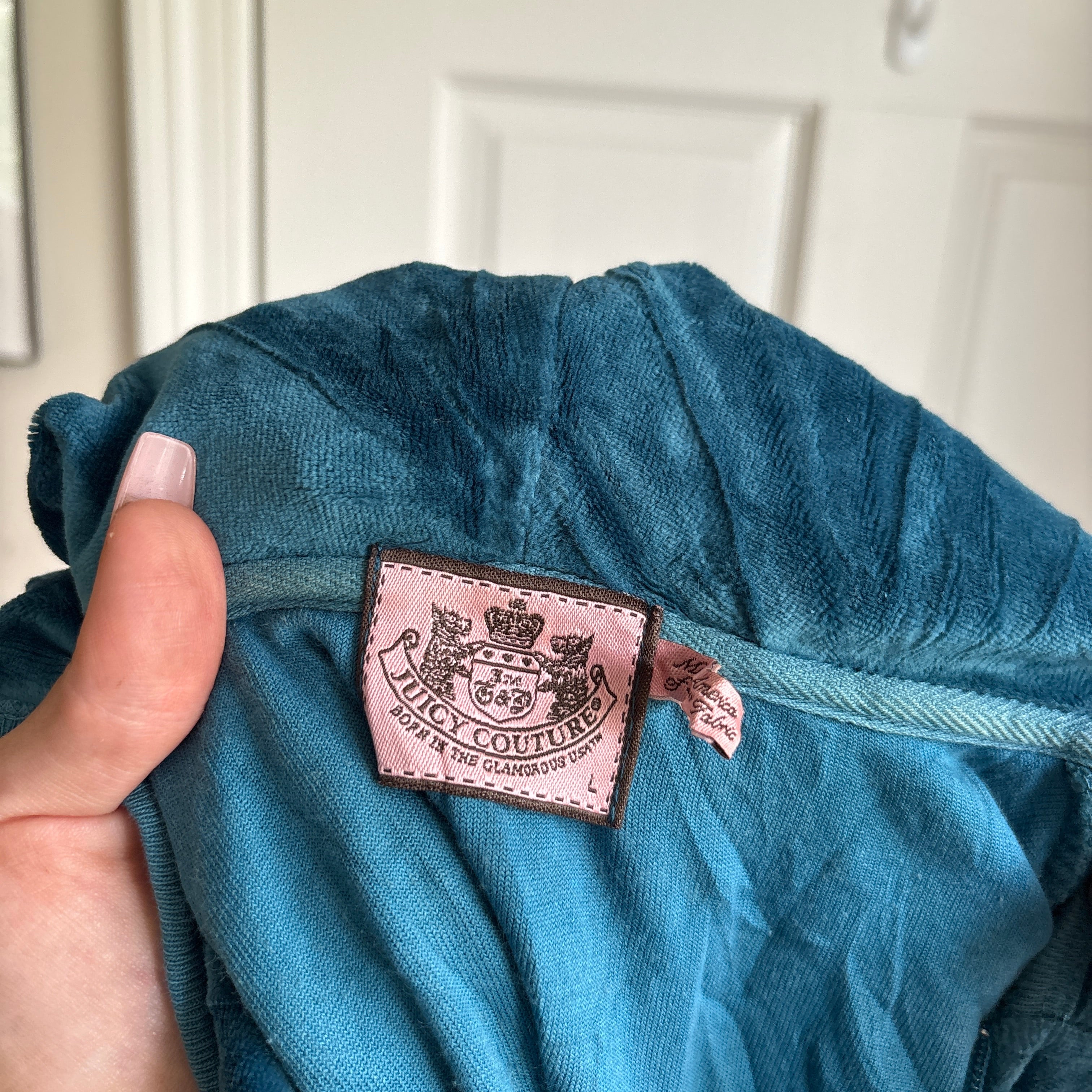 00s vintage Juicy Couture blue velour track zip hoodie (size L)