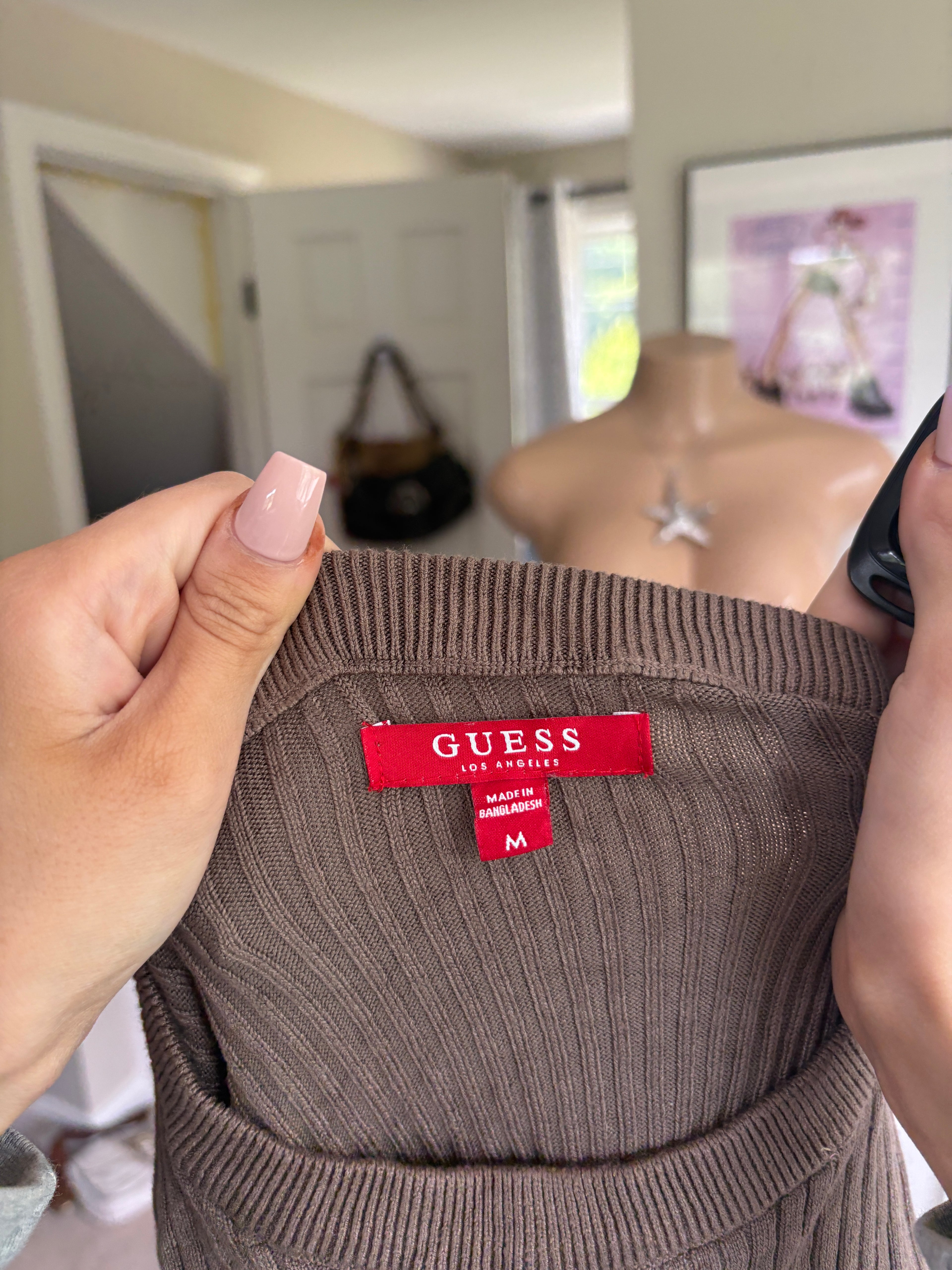 00s Guess spellout brown striped sweater (size M)