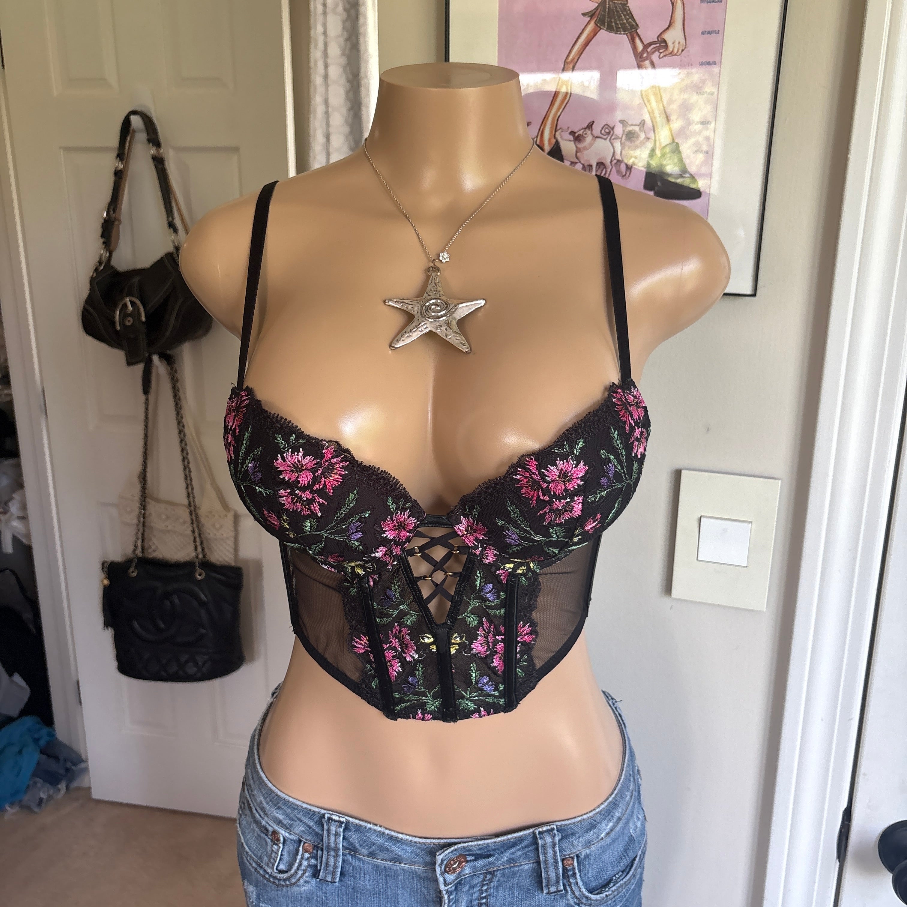00s Victoria's Secret floral push up corset top (size 34B)