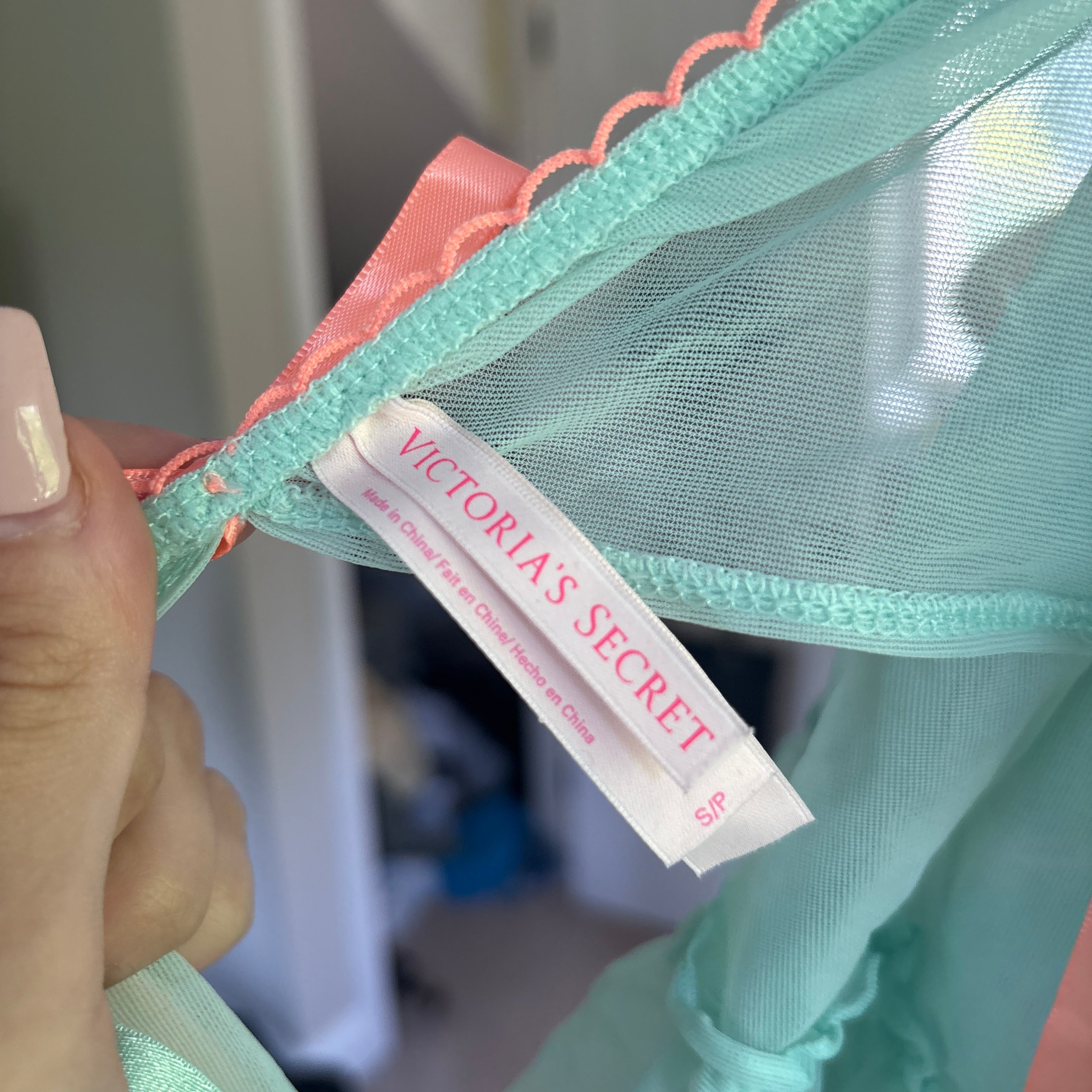 00s Victoria's Secret blue bow babydoll slip cami (size S)