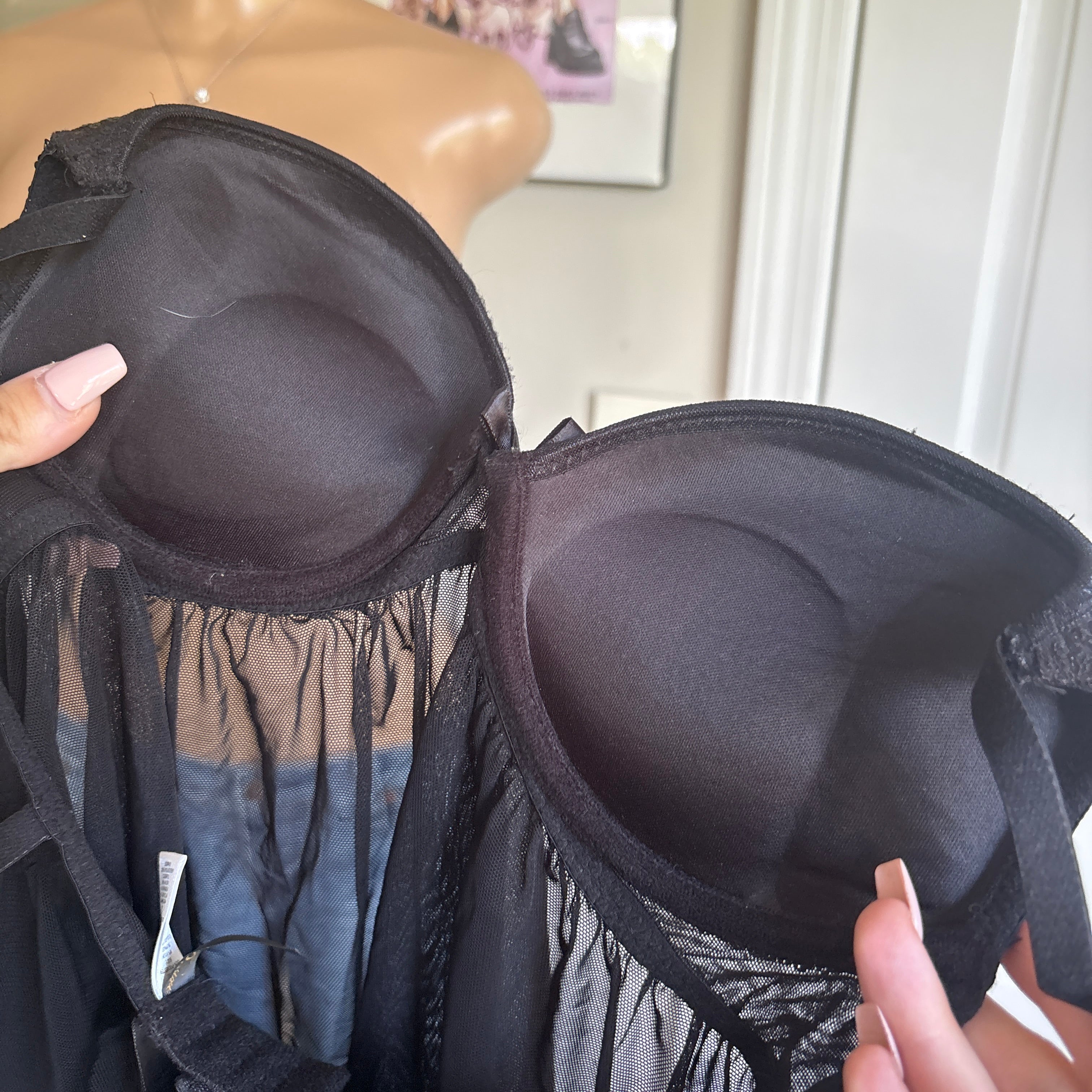 00s black pushup babydoll lingerie cami (size 32B)