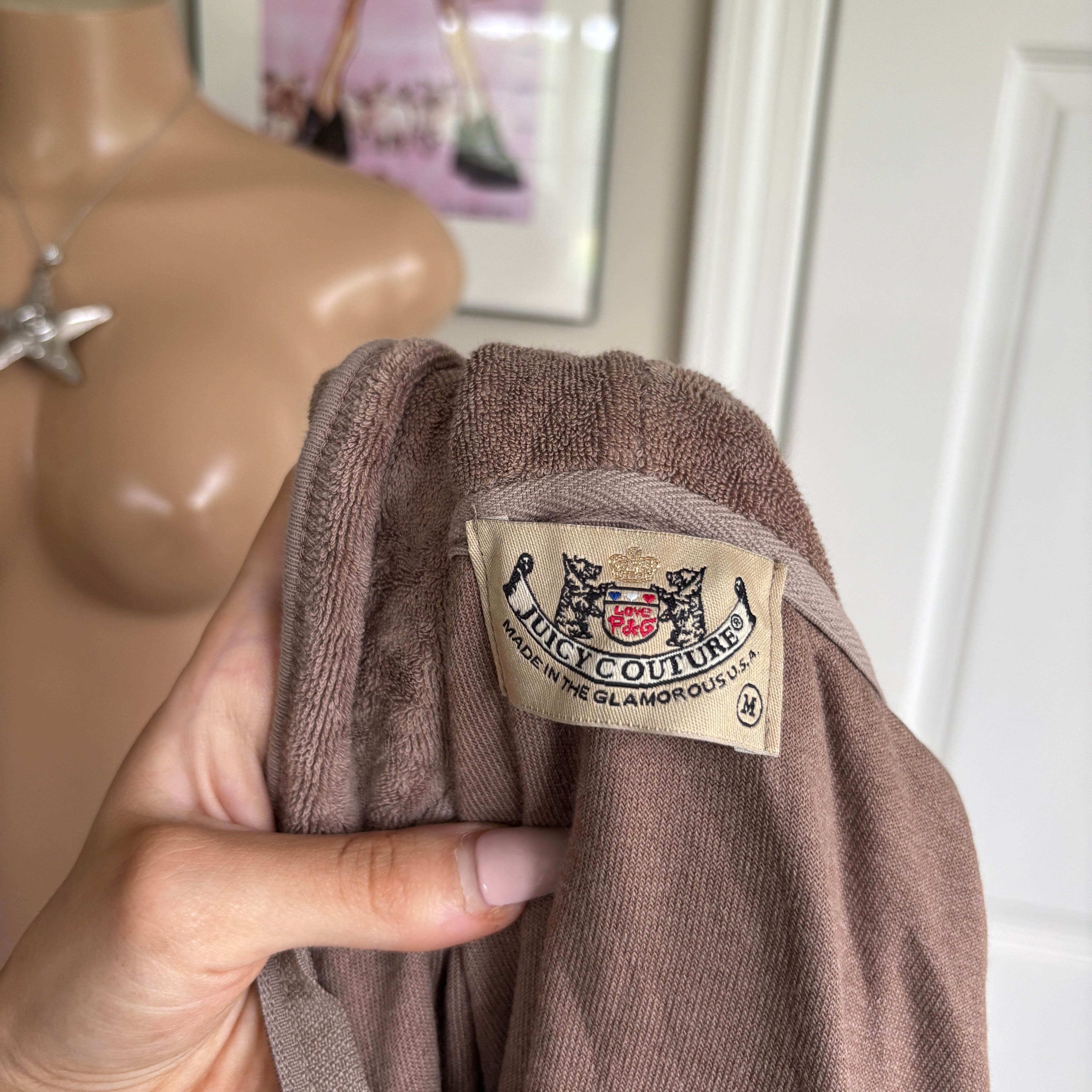 00s vintage Juicy Couture terrycloth light brown track hoodie (size M)