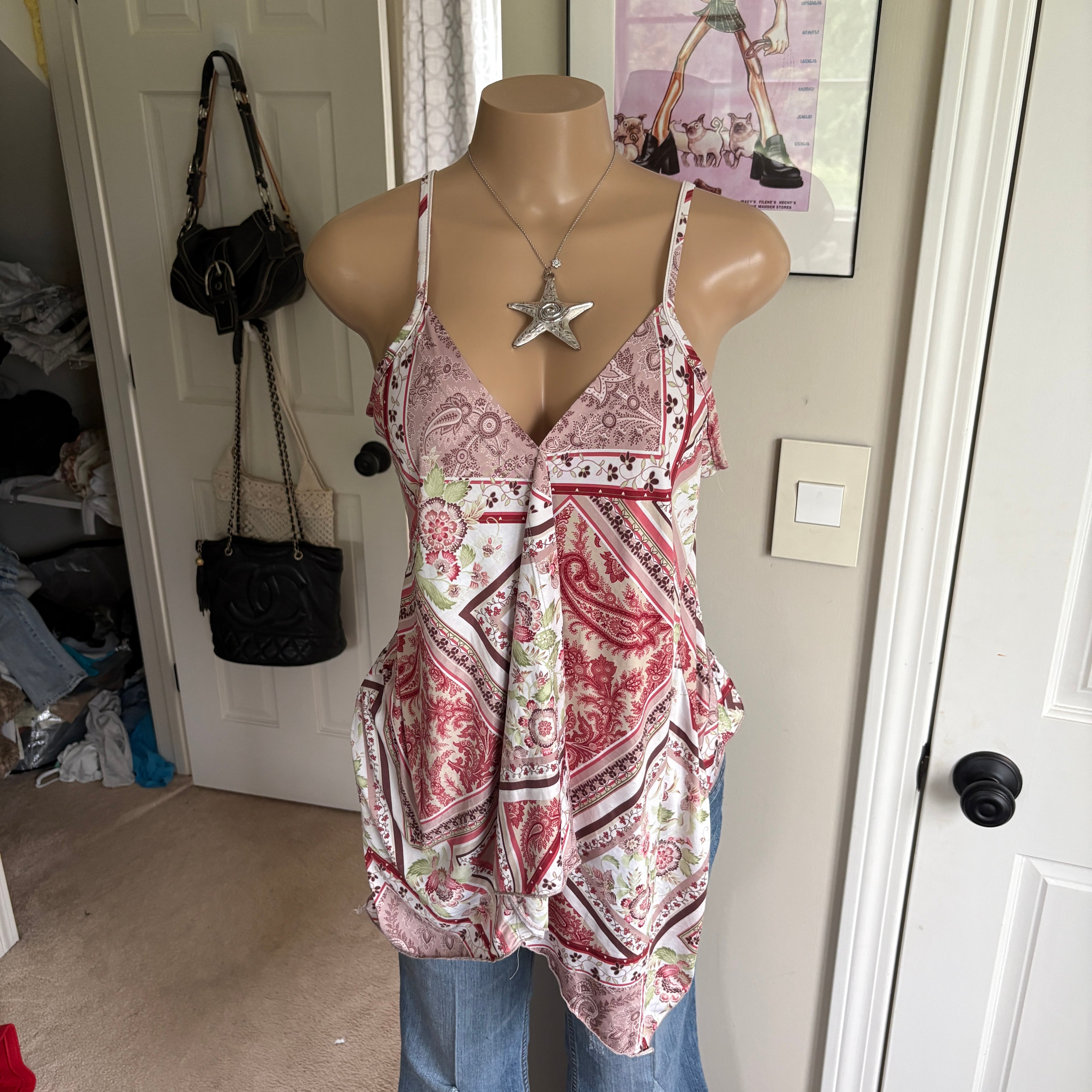 00s floral paisley boho cami (size XL)
