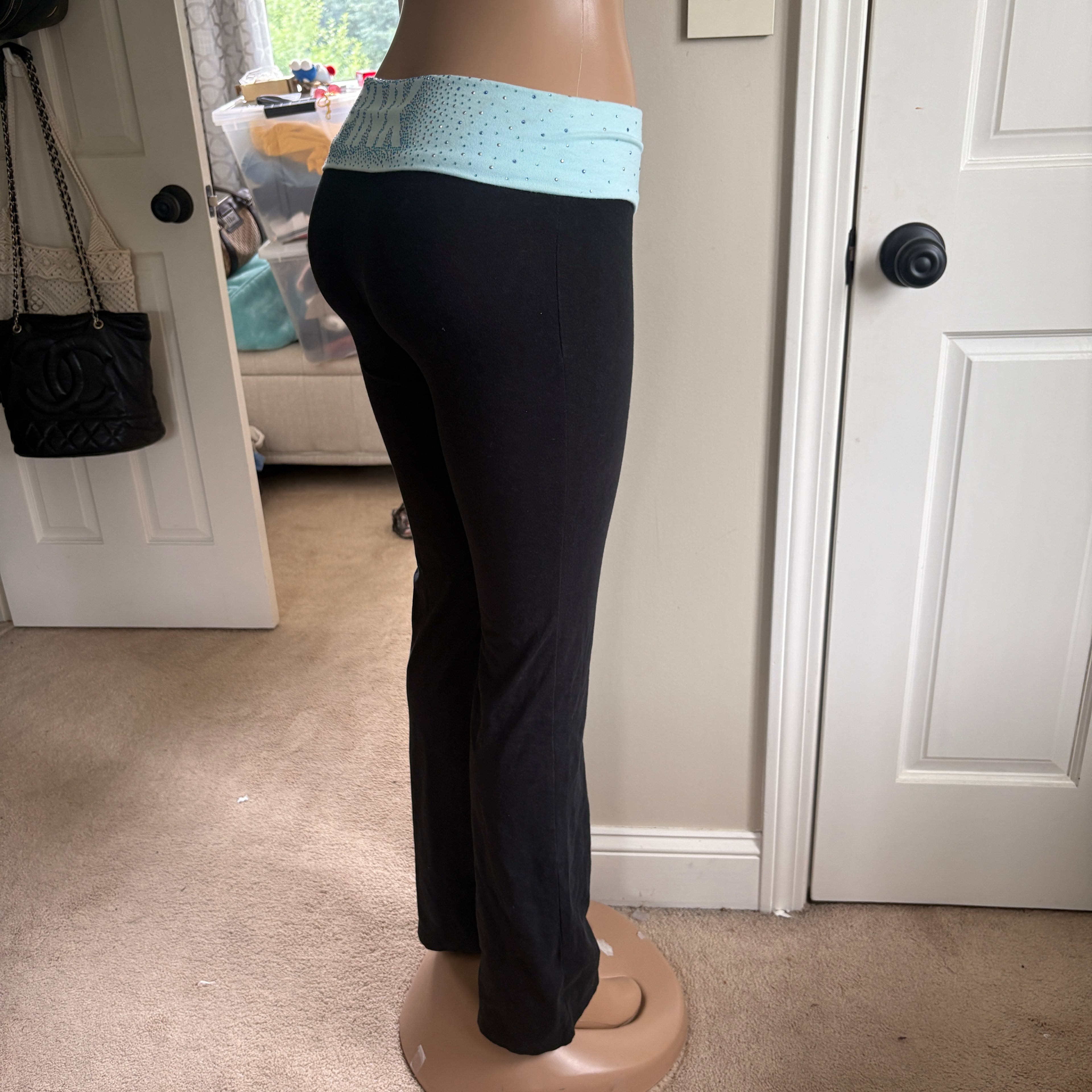 00s Victoria's Secret Pink blue foldover leggings (size XS)