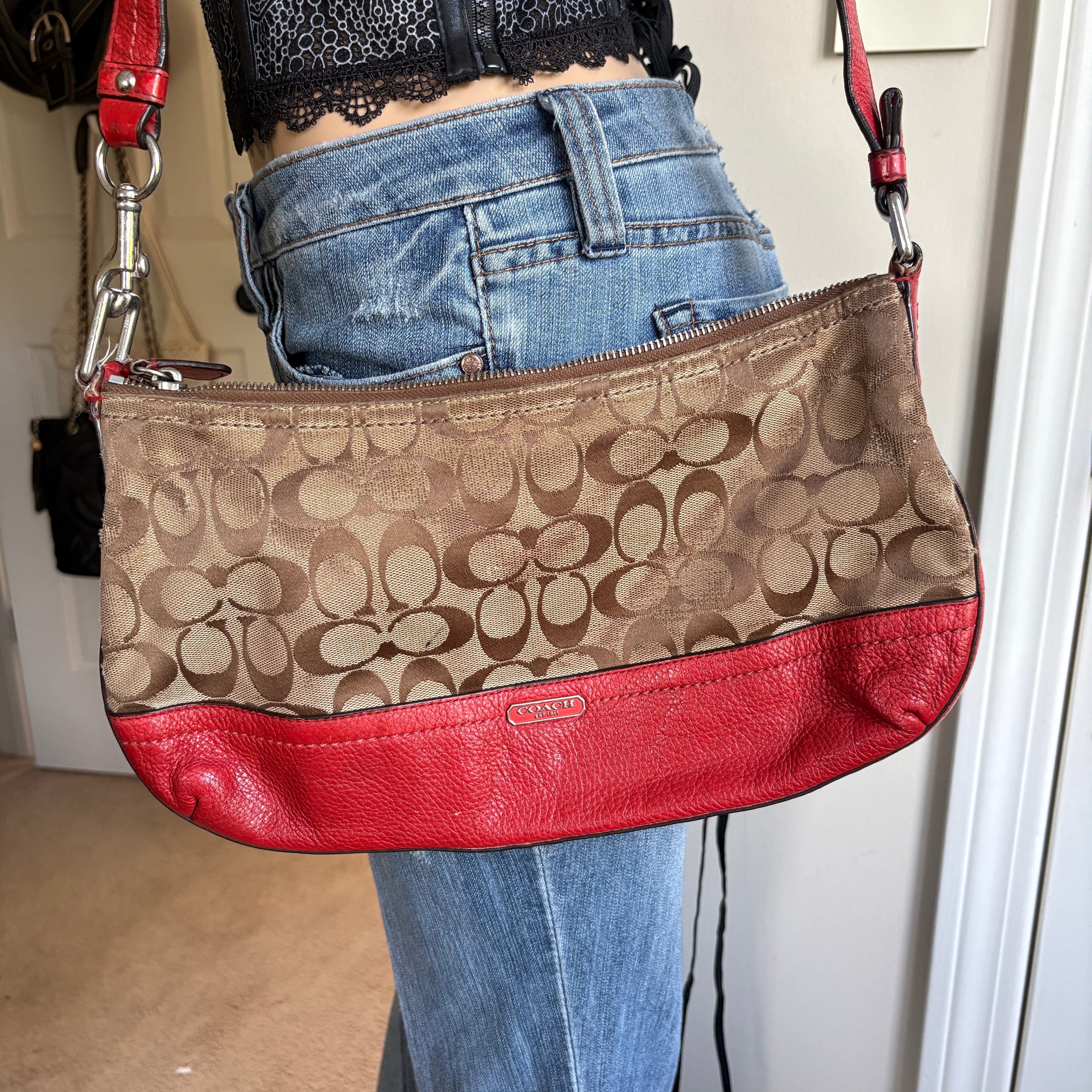 00s vintage Coach signature monogram crossbody bag