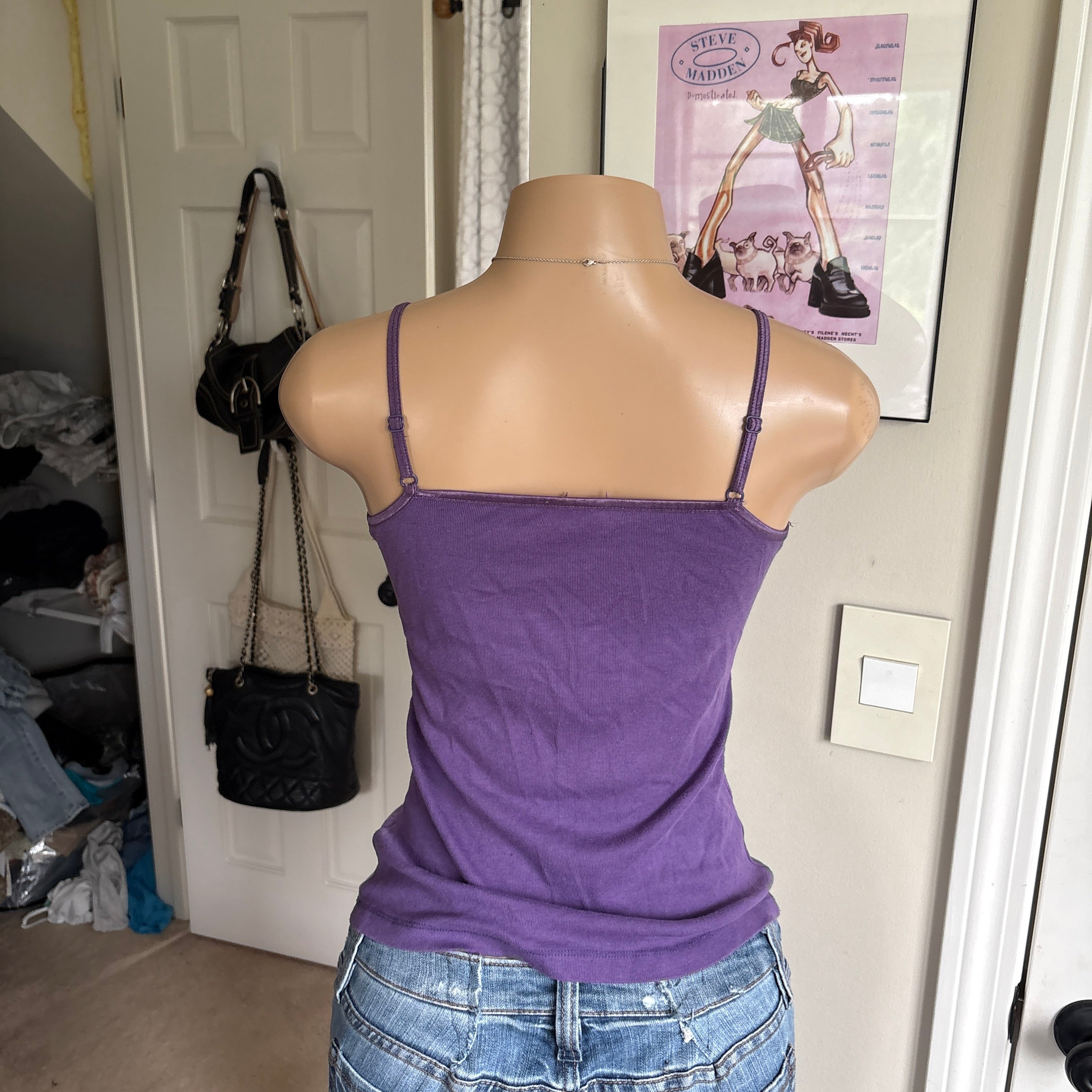 00s purple lace cami tank top (size S)