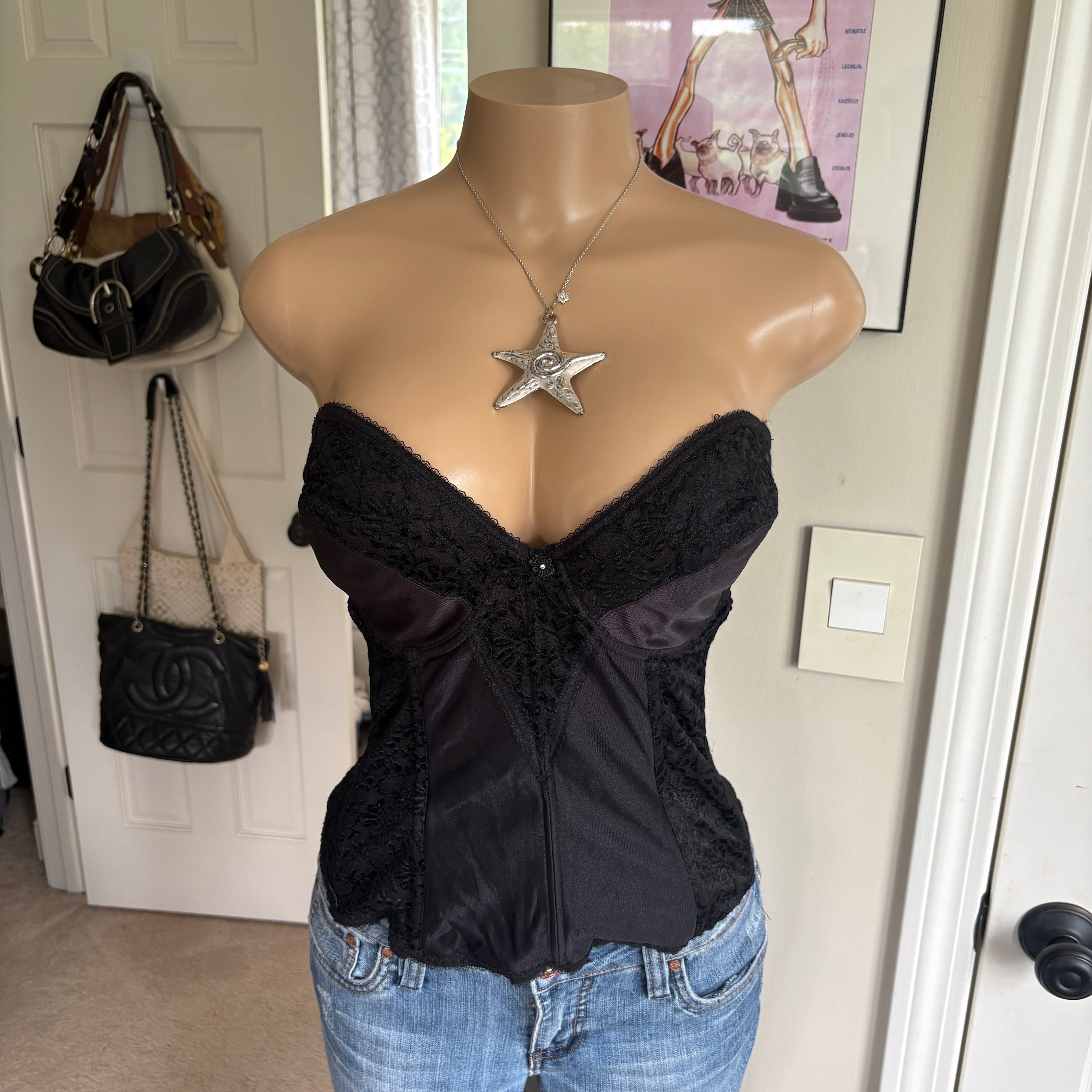 00s black bustier corset top (size 38DD)