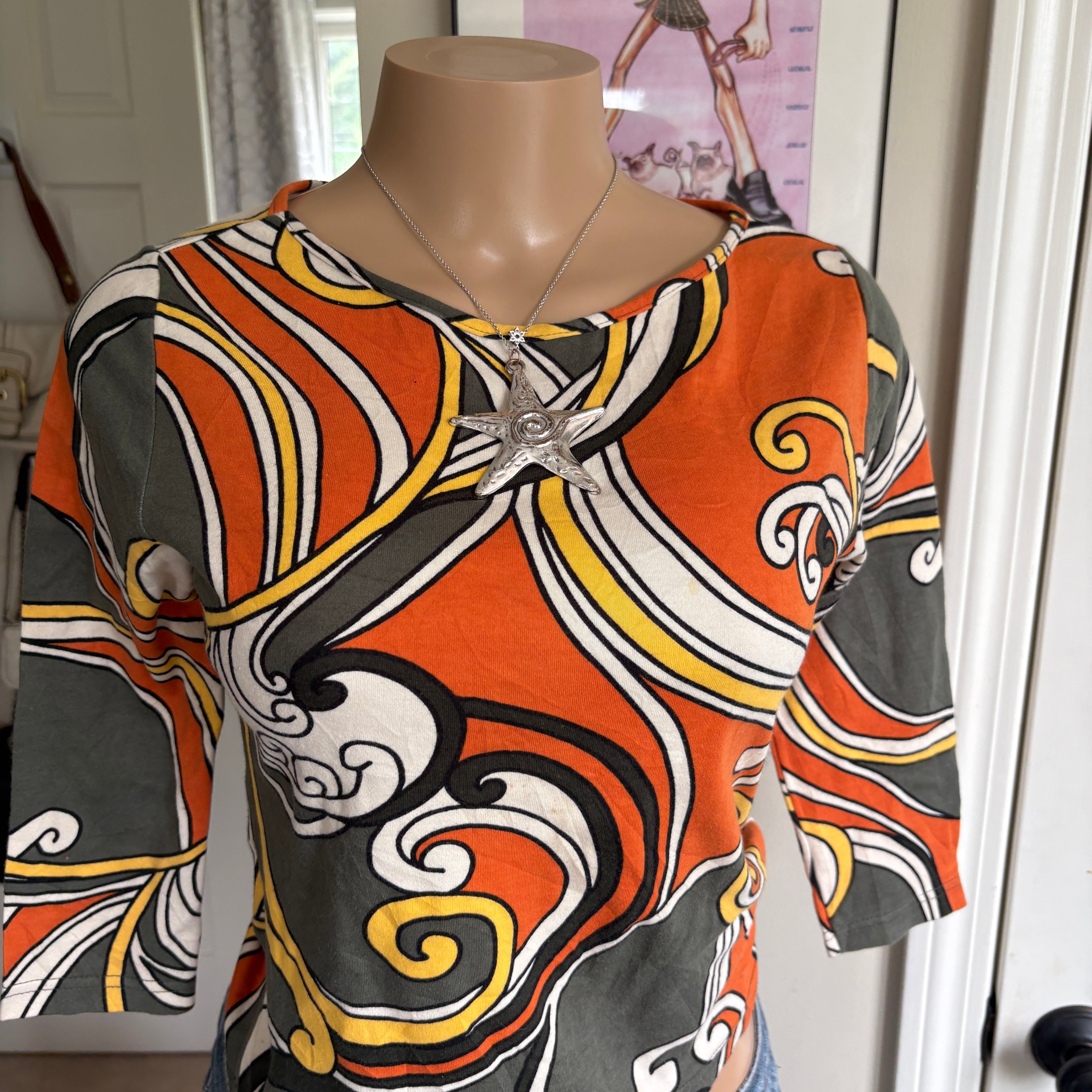 00s avant garde abstract colorful long sleeve (size S)