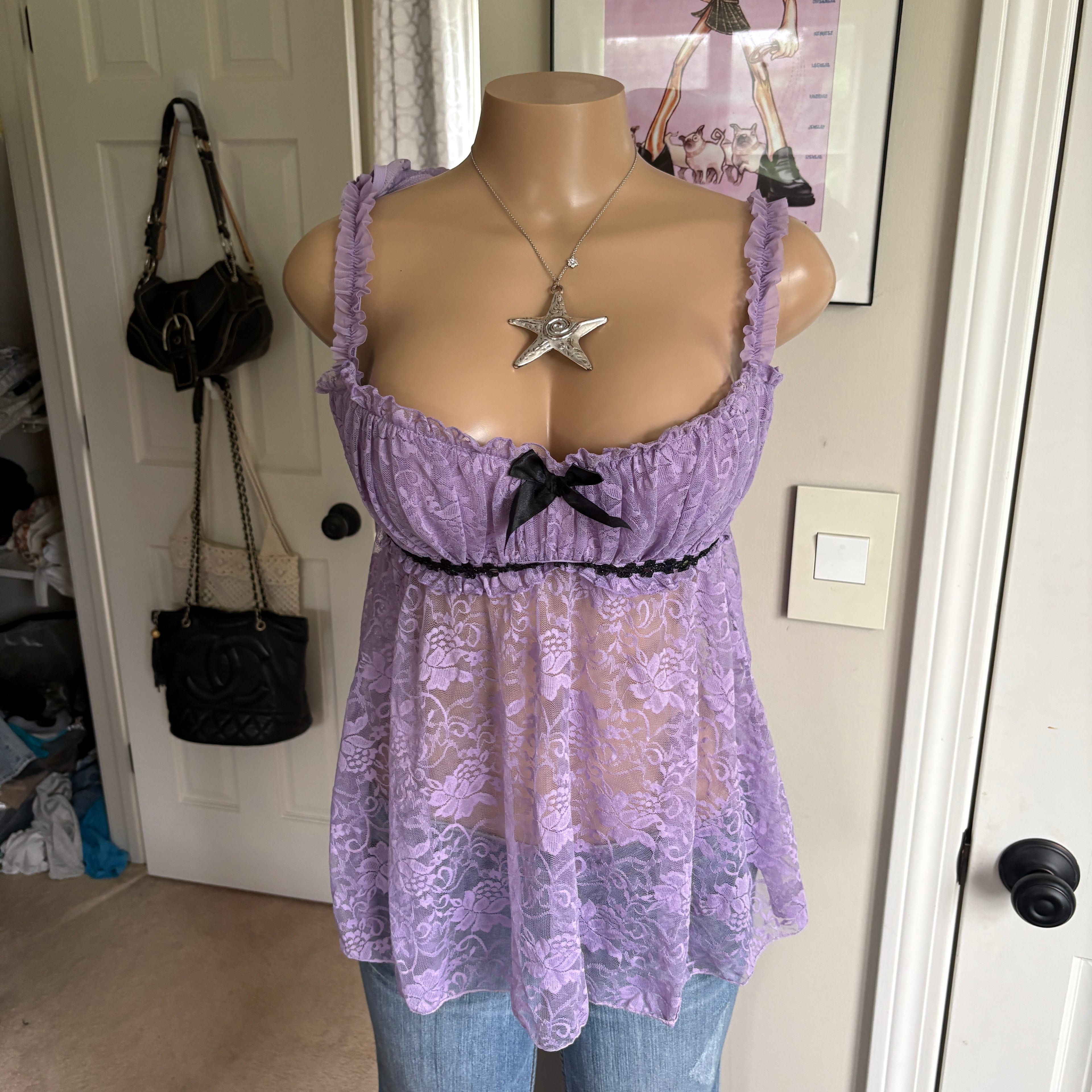 00s Frederick's of Hollywood purple lingerie top (size XL)