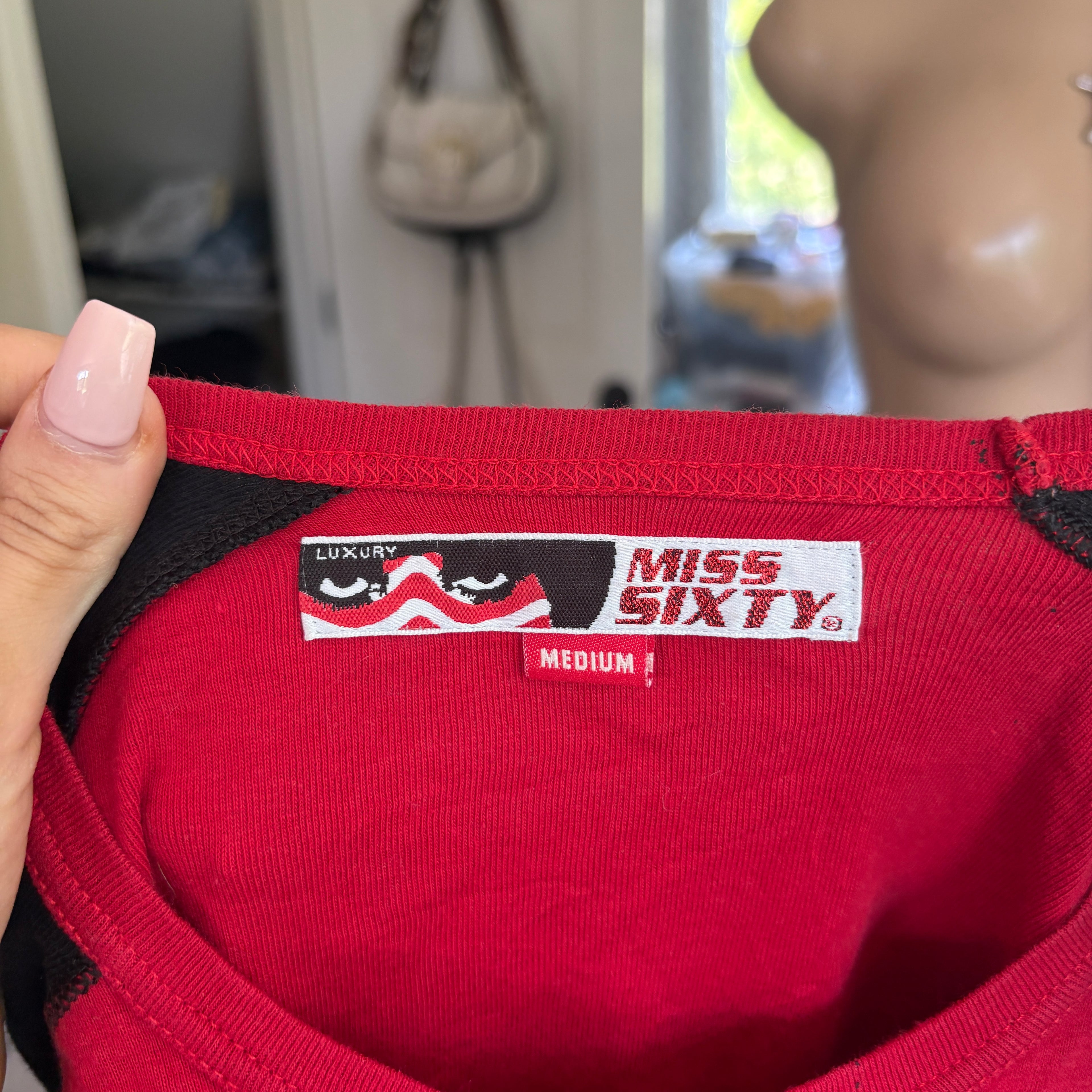 00s rare Miss Sixty spellout red cutout long sleeve (size M)
