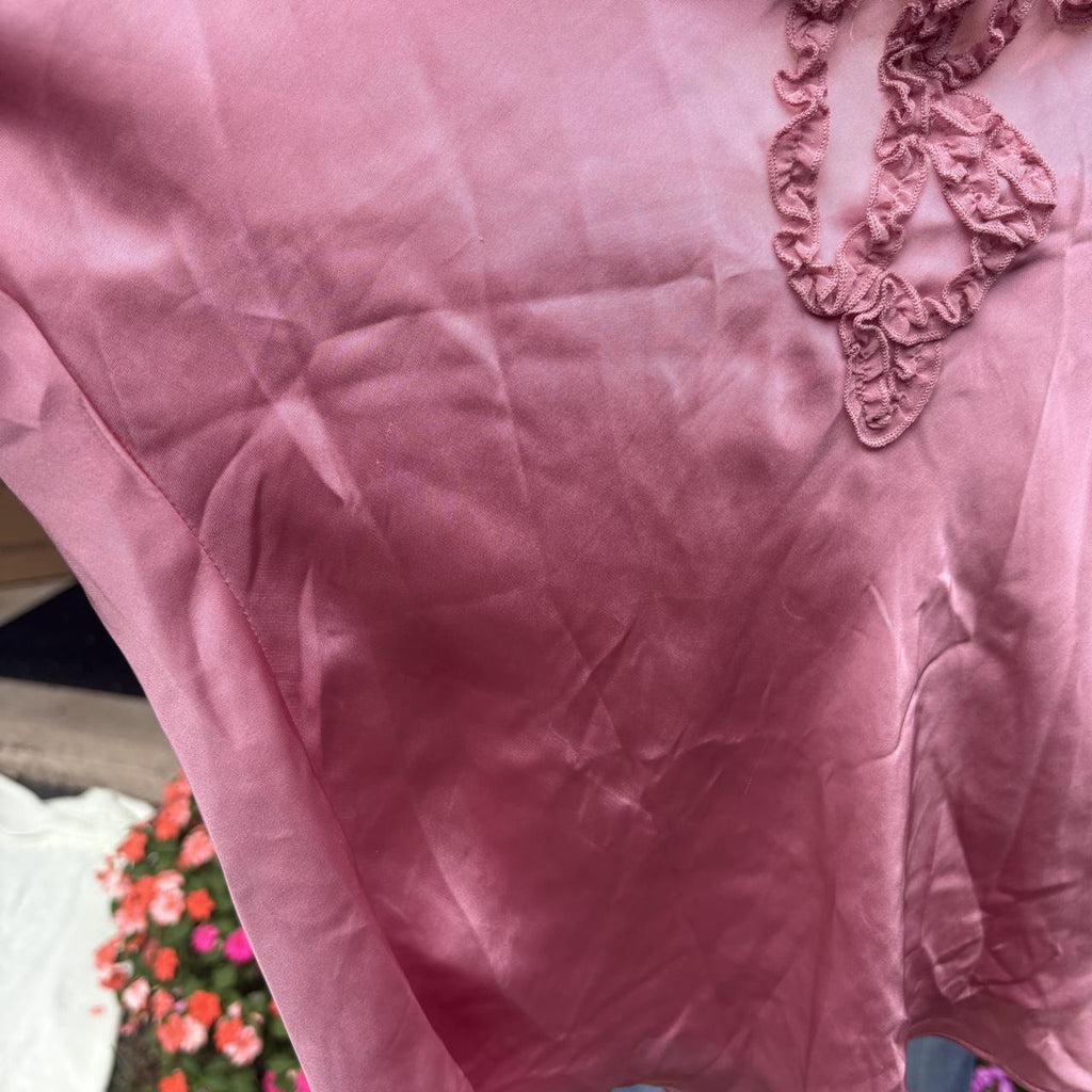Y2K 2000s fairy Pink Satin Ruffle tank Top
