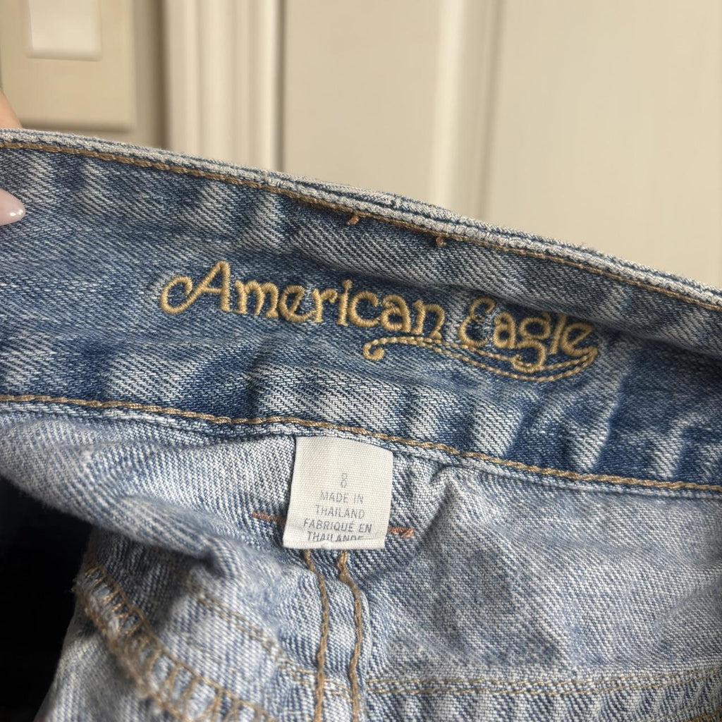 y2k 2000s American eagle light wash low rise denim micro mini skirt