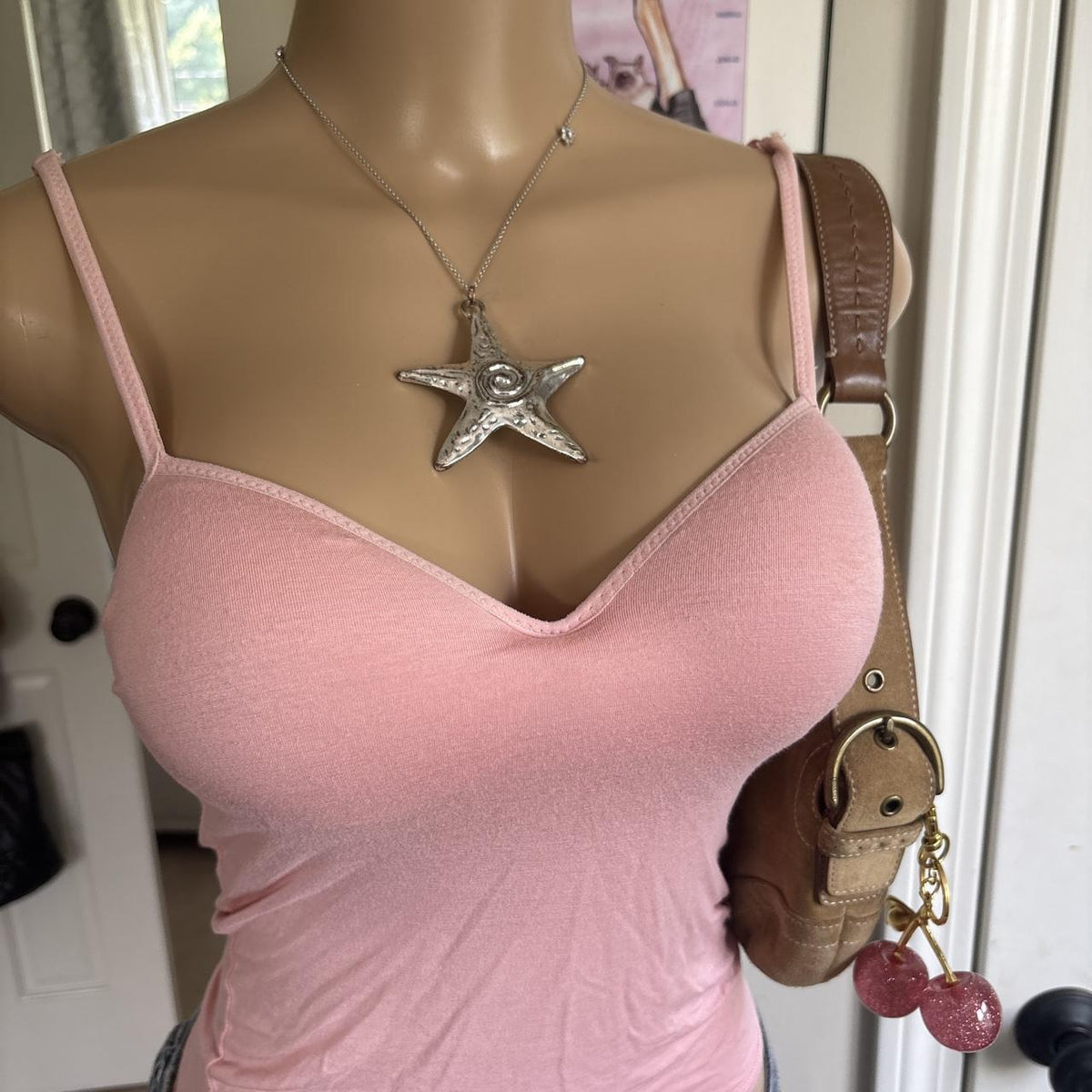 Y2K 2000s Baby Pink Fitted padded Cami Tank Top