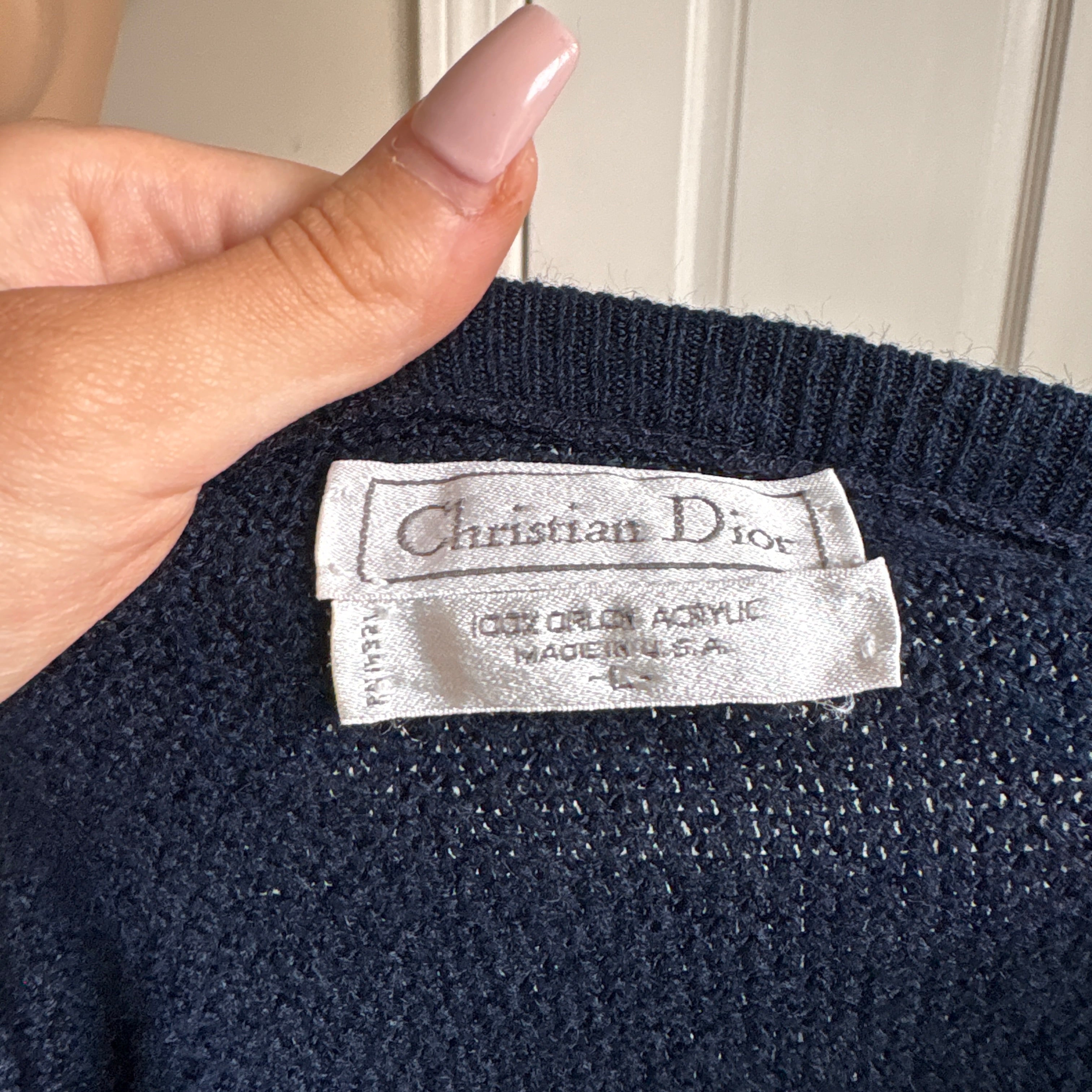 00s Christian Dior embroidered navy blue sweater (size L)