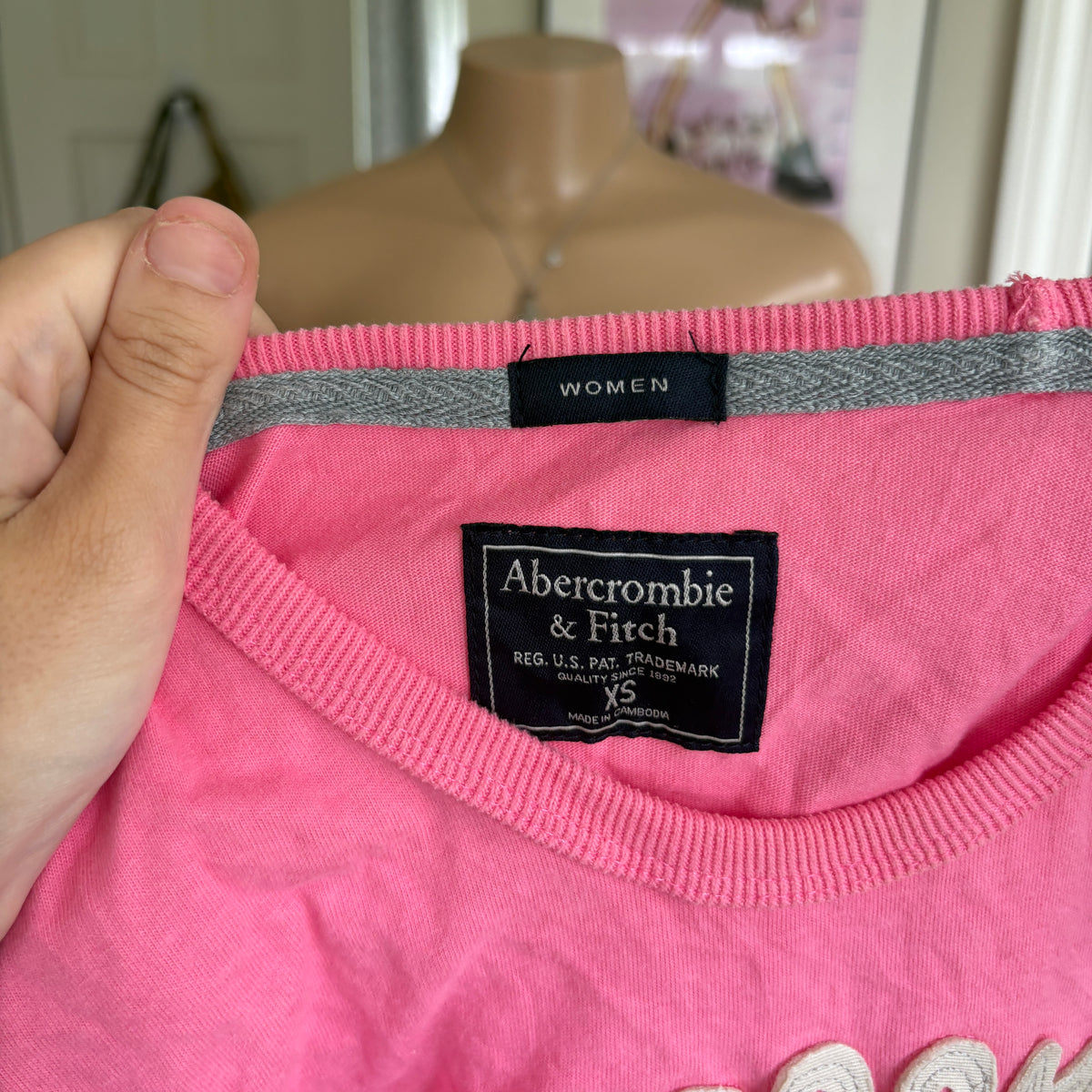 00s Abercrombie spellout pink moose baby tee (size XS)