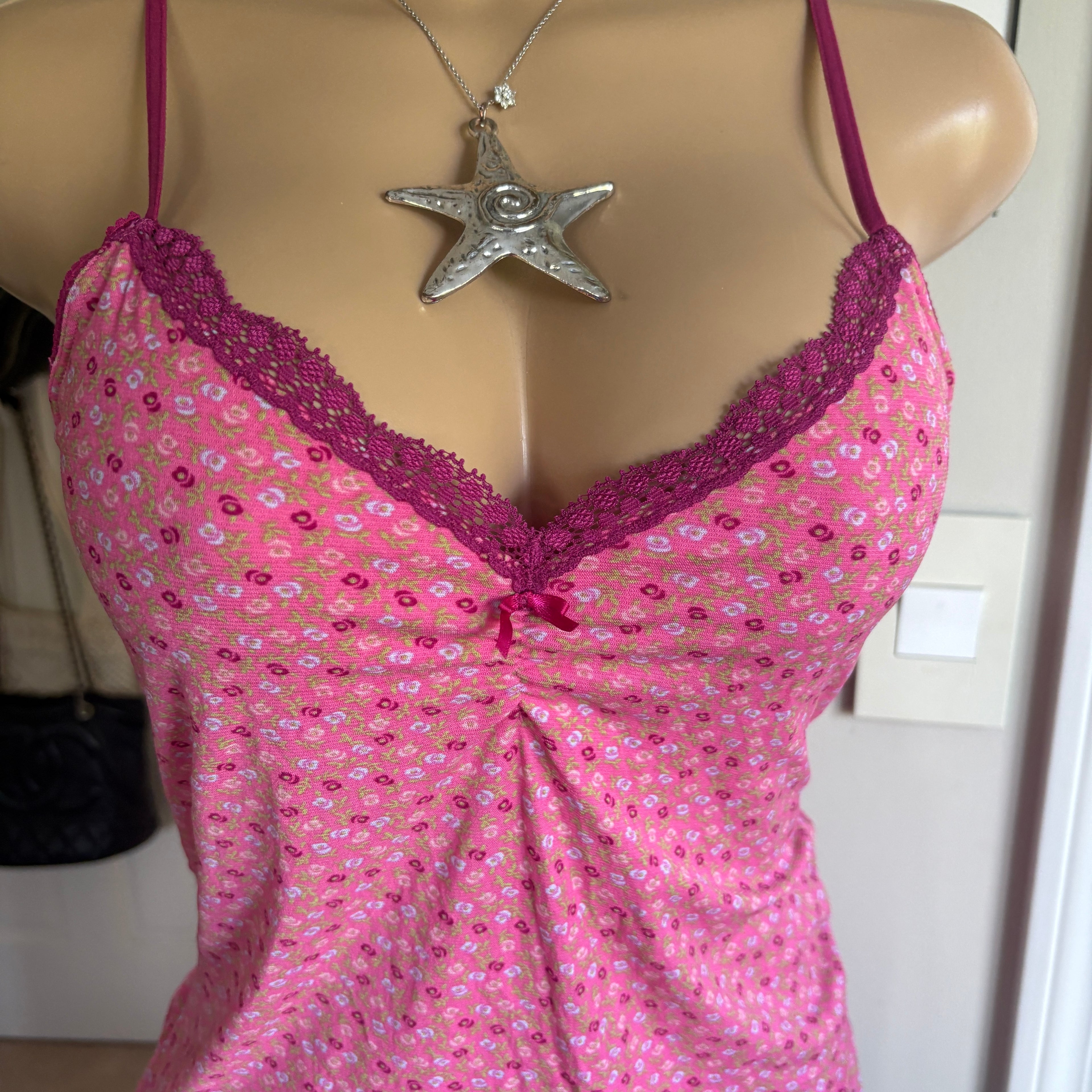00s Victoria's Secret pink floral slip cami (size M)