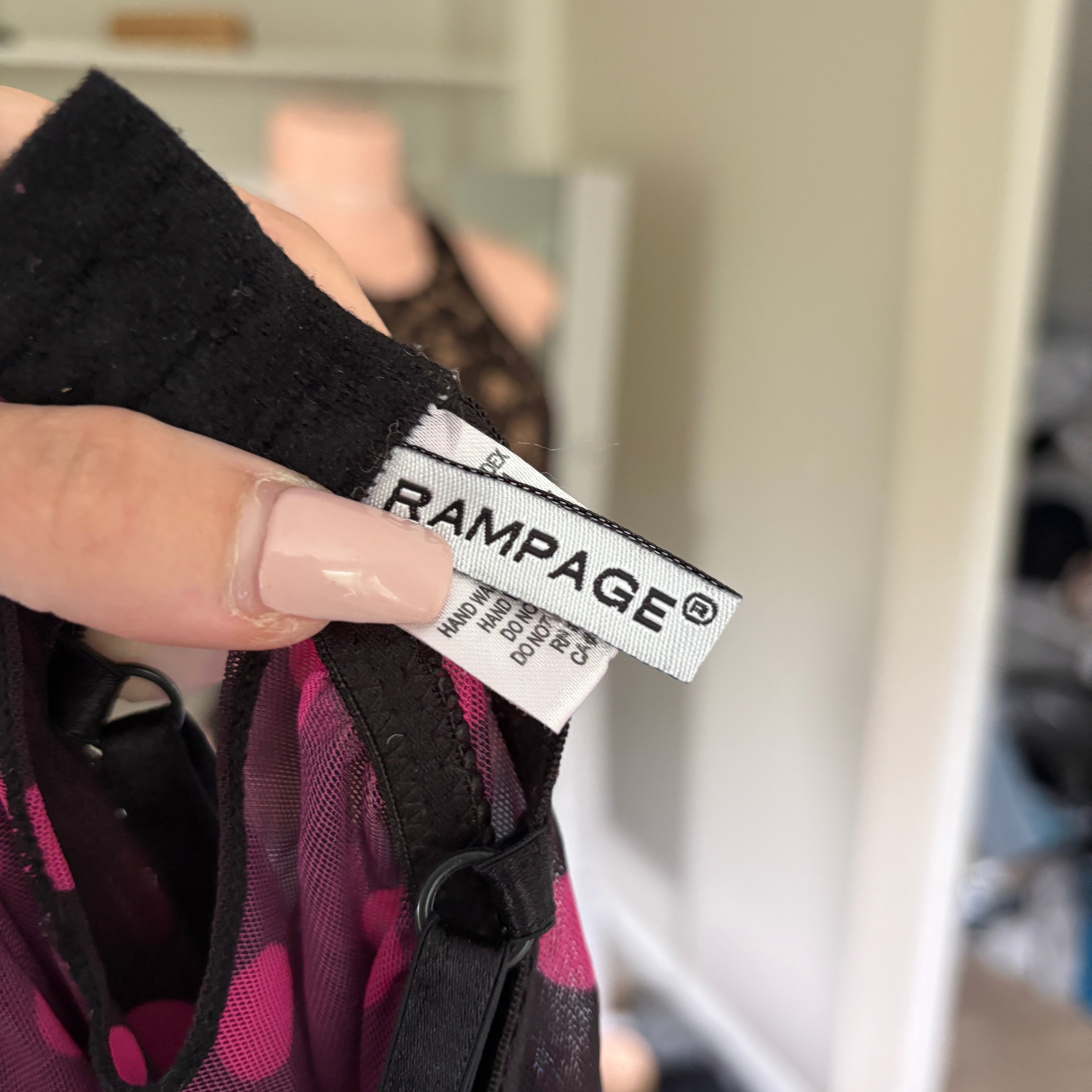 00s Rampage black & pink polka dot bustier top (size 34B)