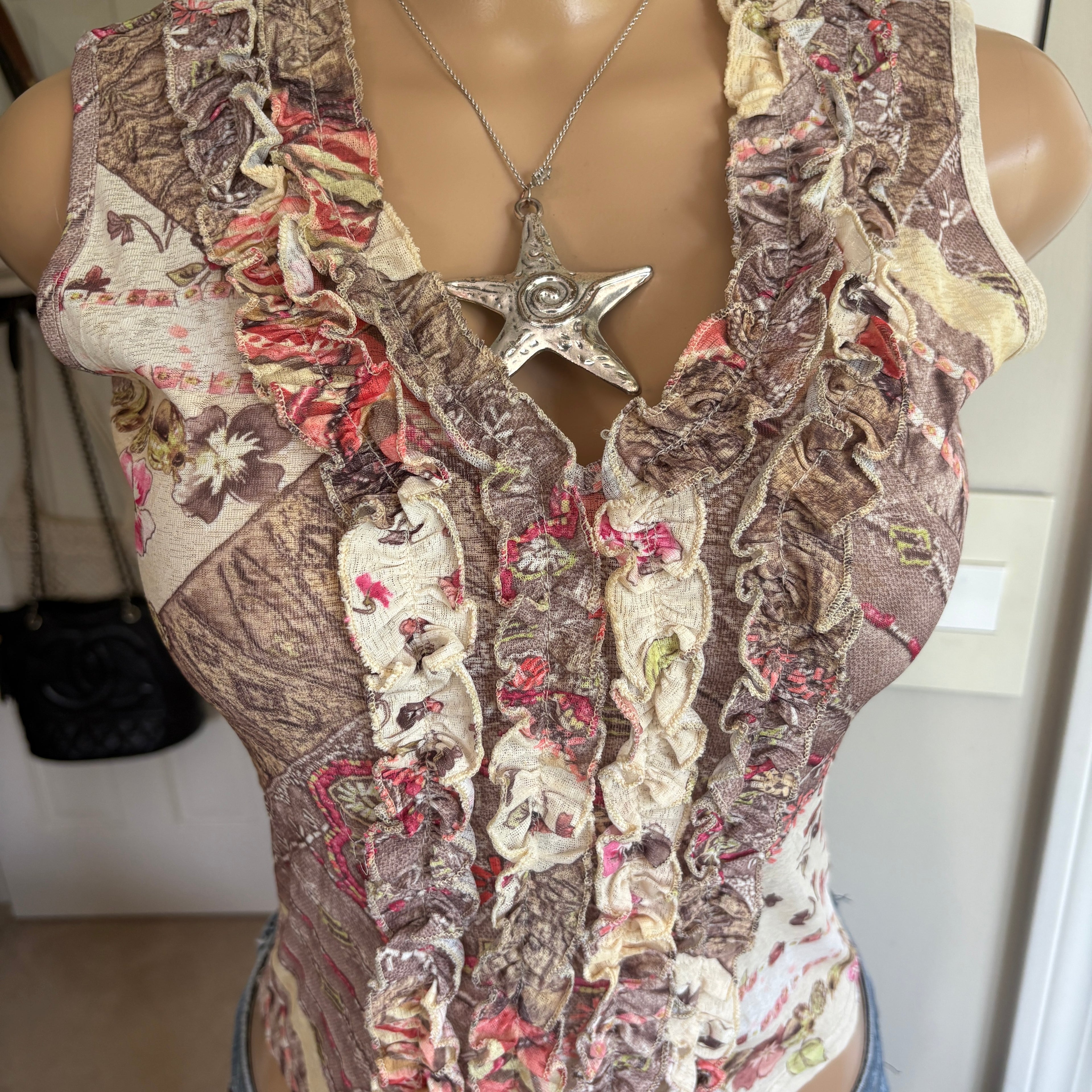 00s floral patchwork tank top (size M)