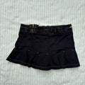 y2k 2000s black buckle belted pleated micro mini skirt