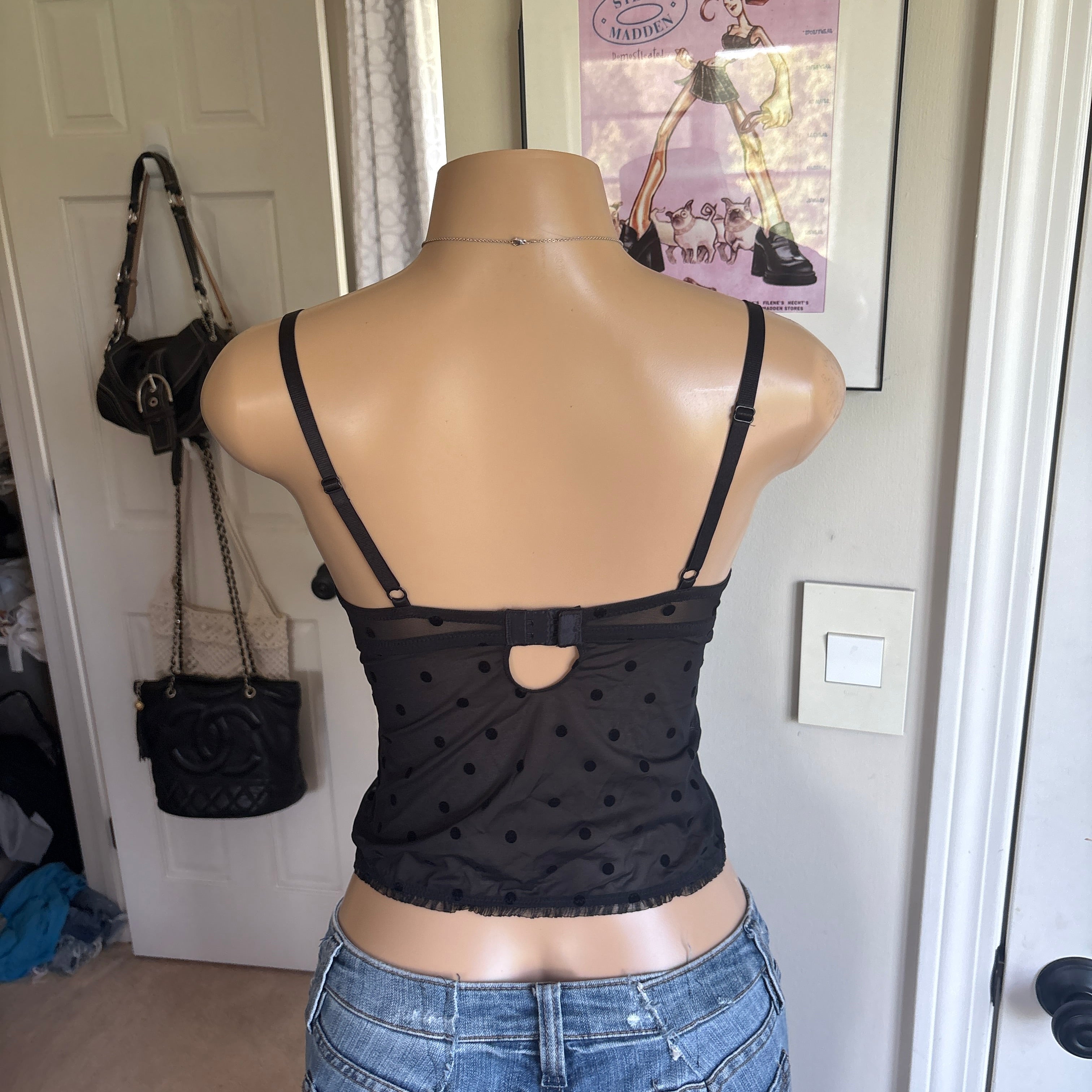 00s Victoria's Secret black polka dot bustier top (size 34C)