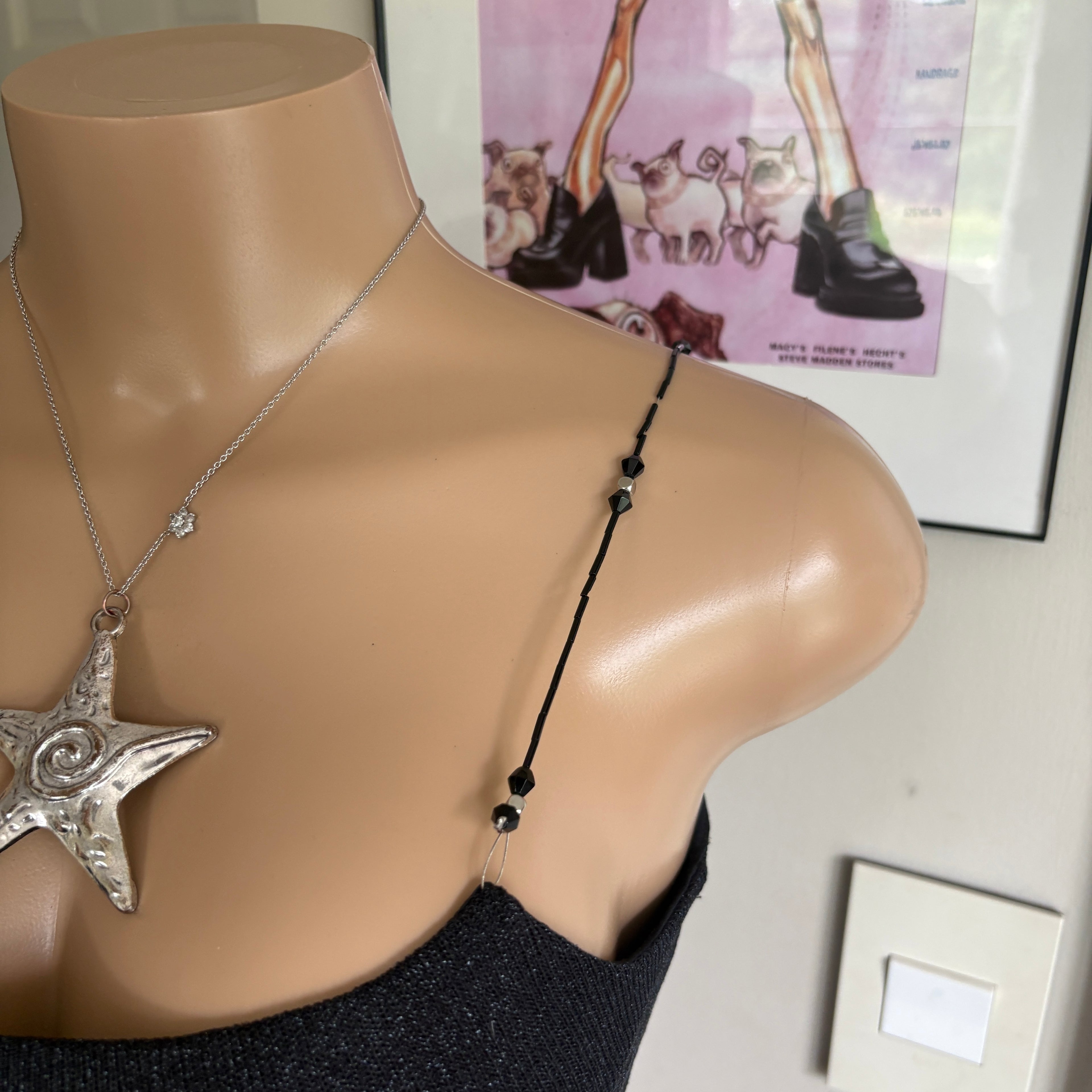 00s black beaded strap cami (size S)