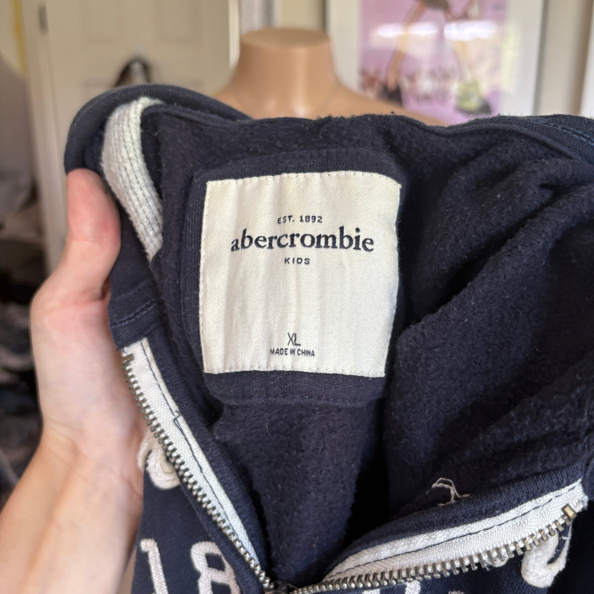 00s Abercrombie spellout navy zip hoodie (size XS)