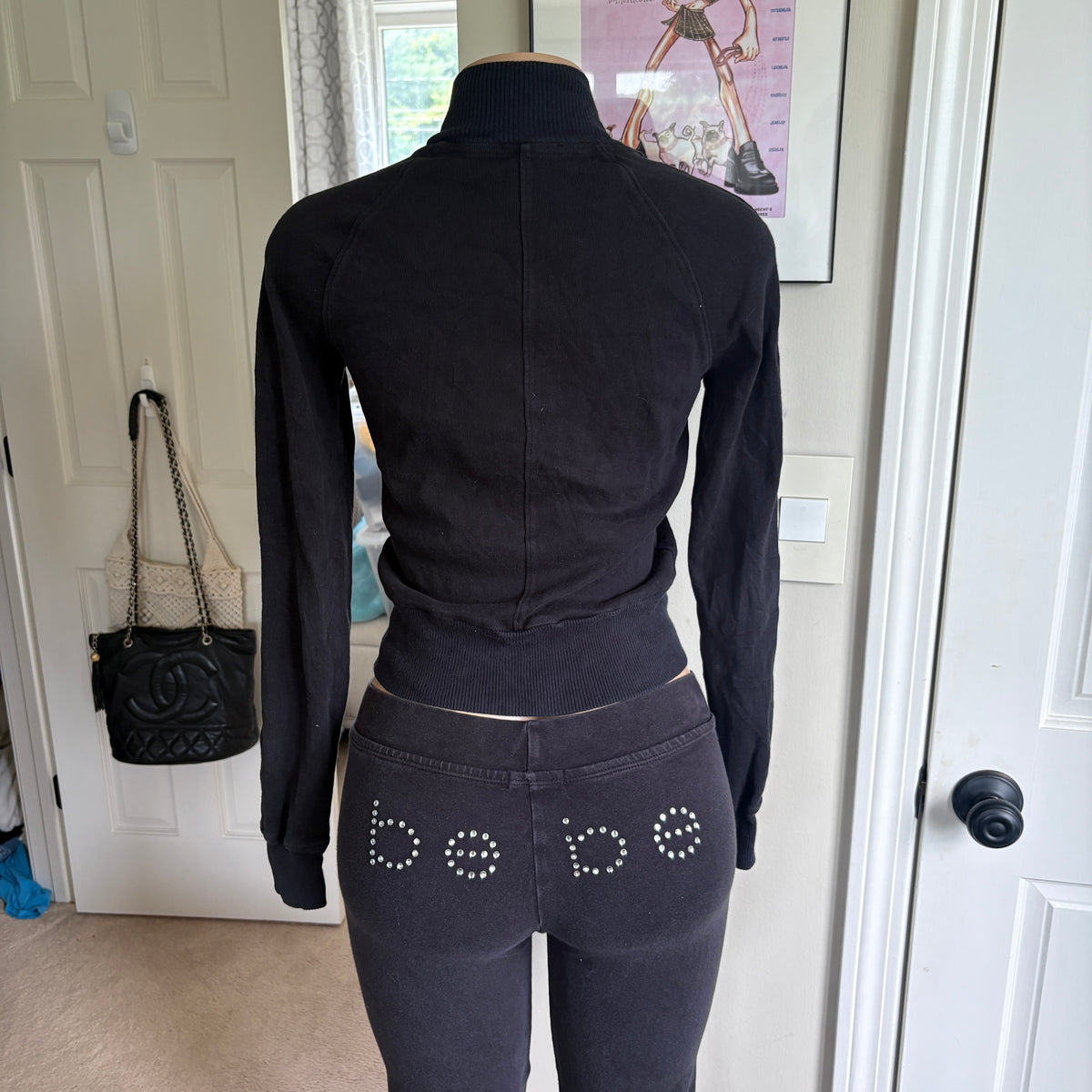 00s Bebe spellout black tracksuit set (size S)