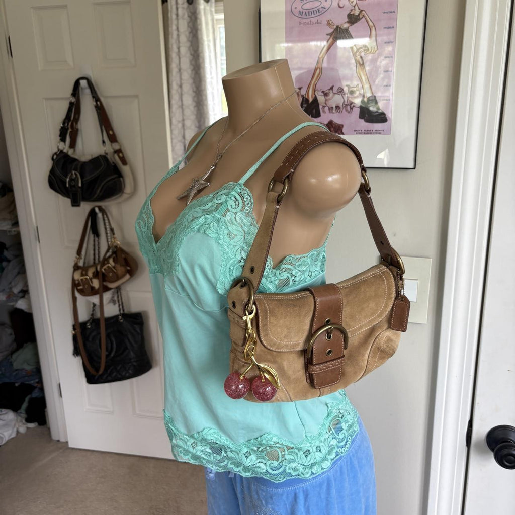 y2k 2000s Frederick’s of Hollywood aqua satin lace surplice cami tank top