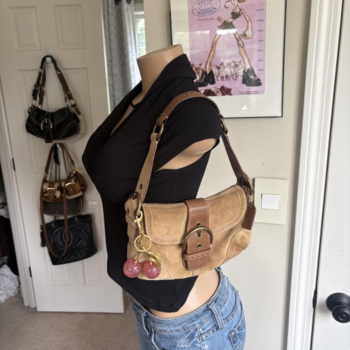 y2k 2000s A Byer Grunge black draped v neck going out top