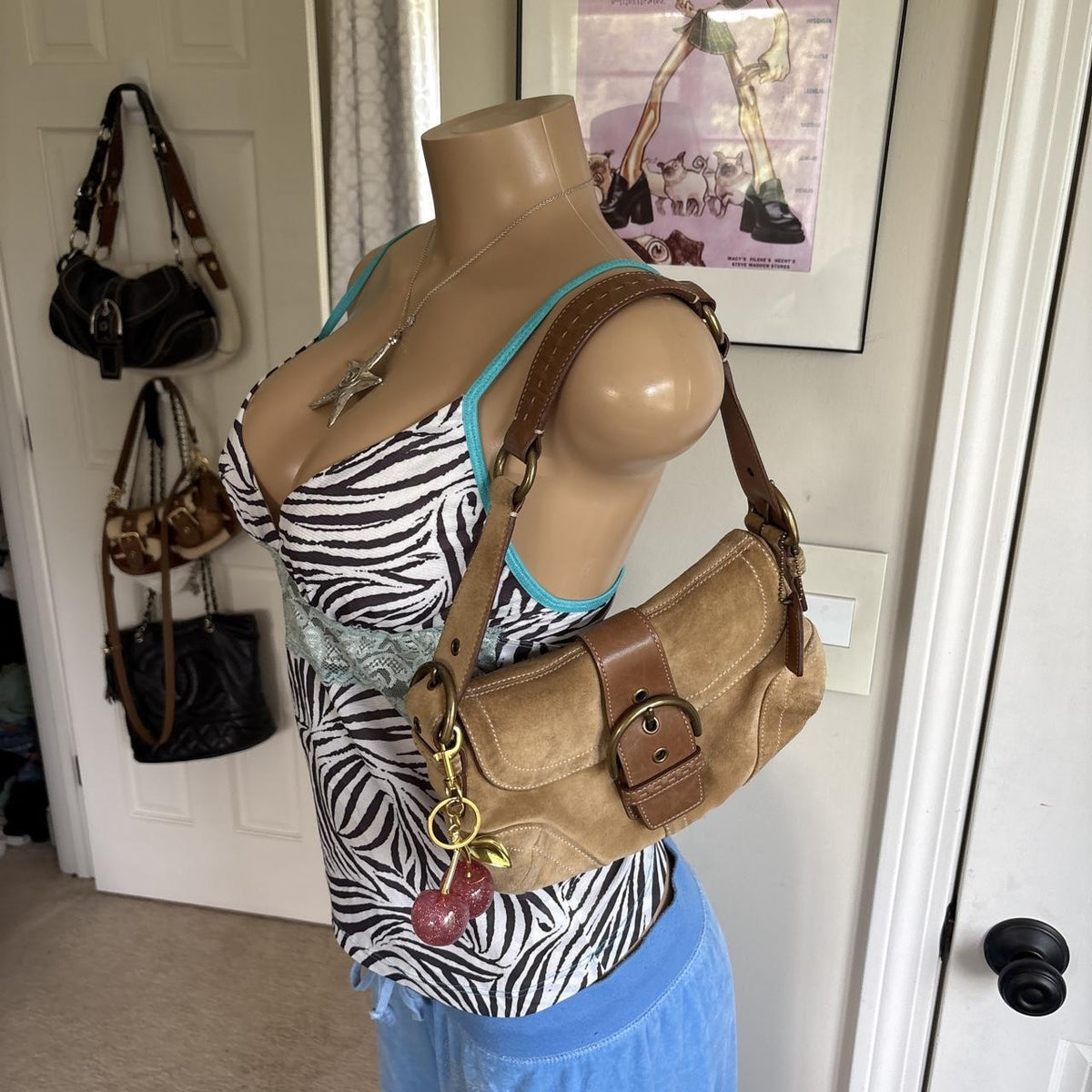 y2k 2000s zebra print turquoise lace cami top