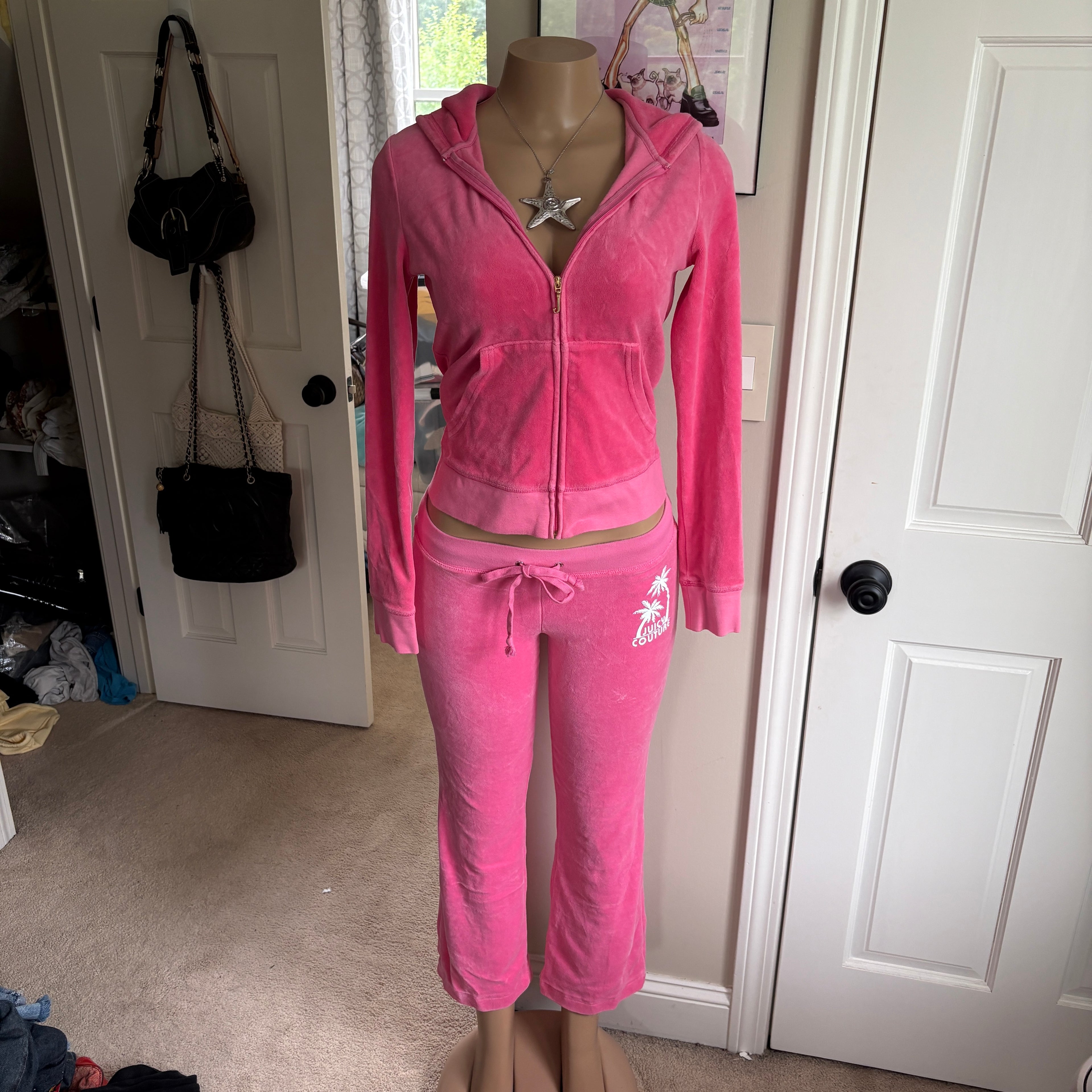 00s Juicy Couture hot pink velour tracksuit set (size S)