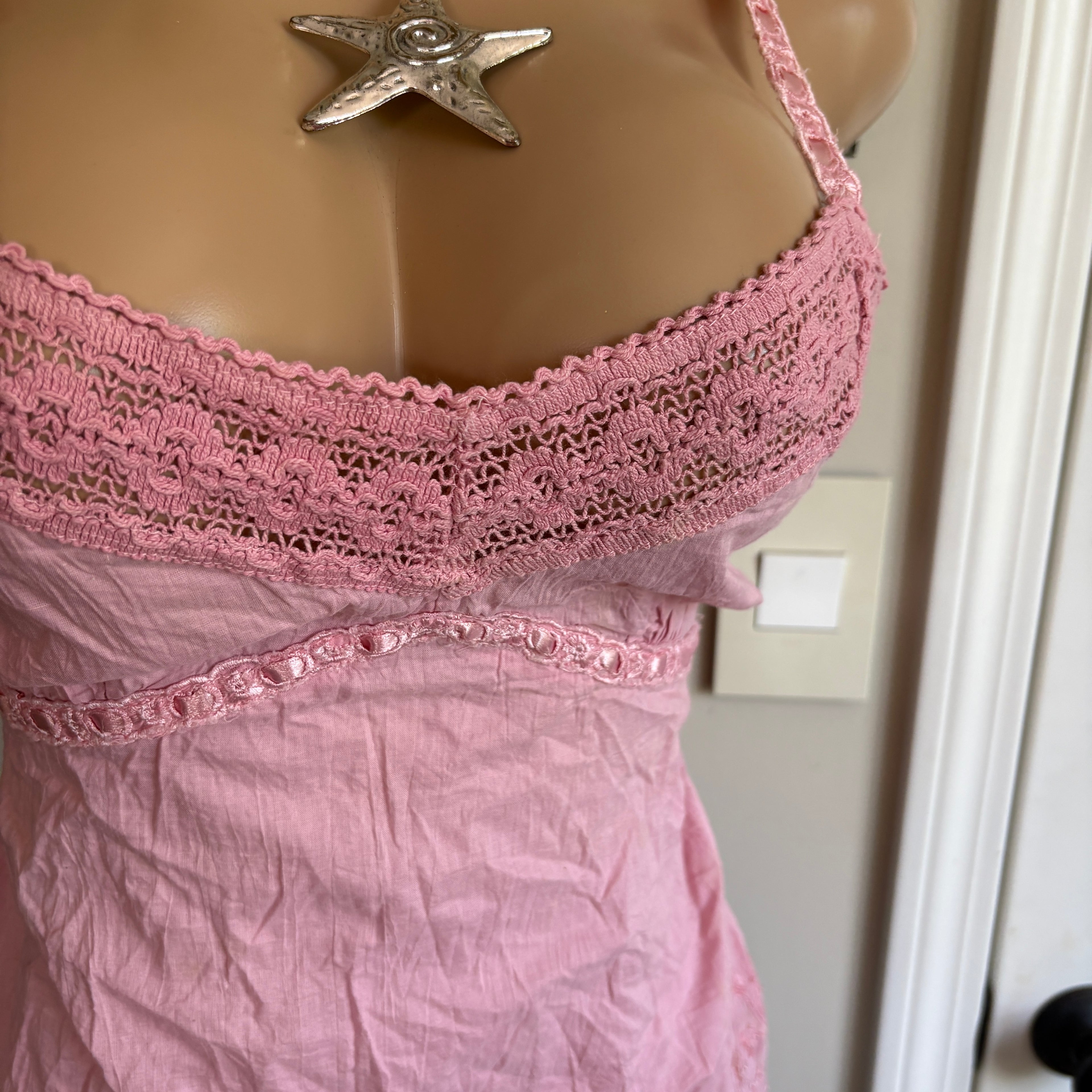 00s pink tie back cami (size S)