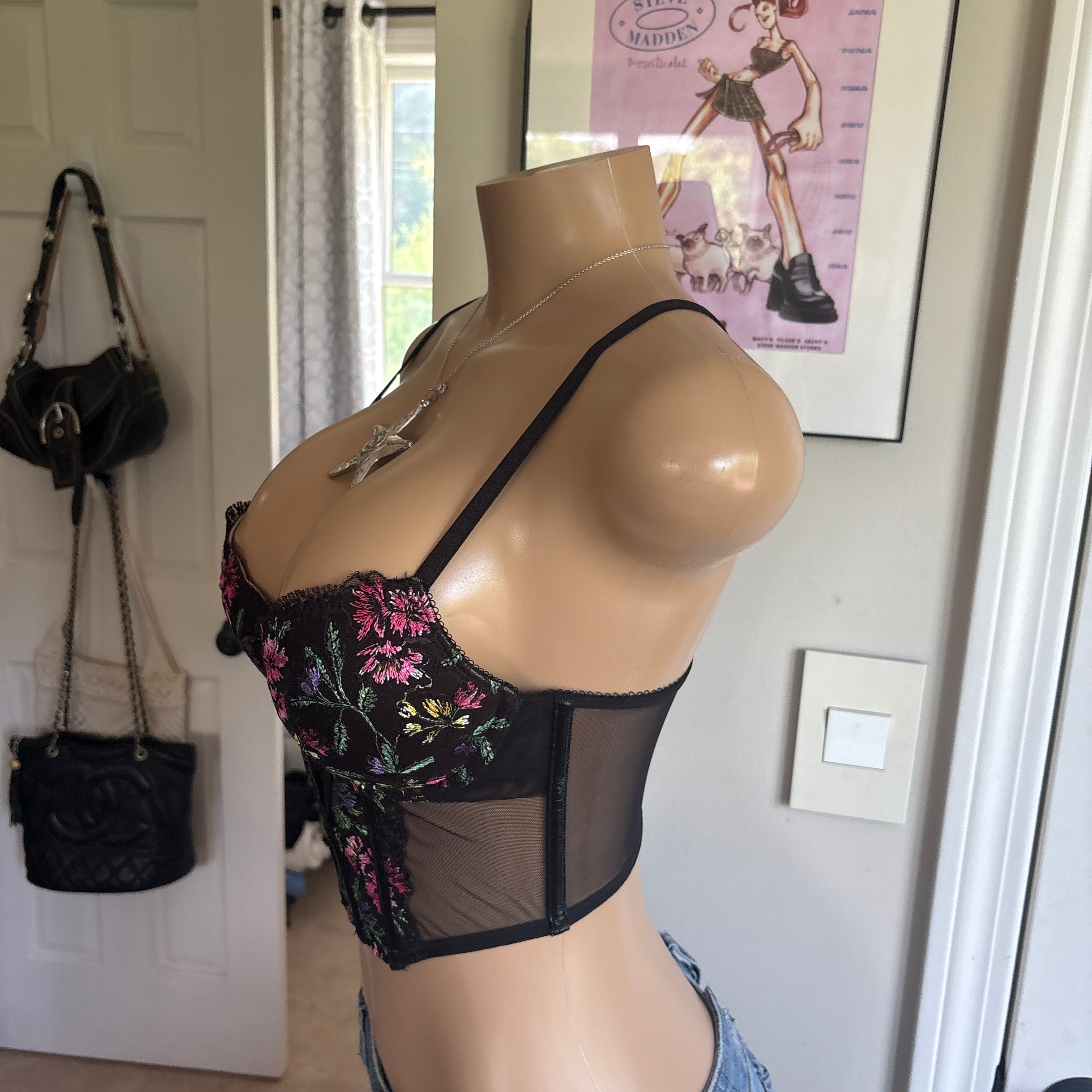 00s Victoria's Secret floral push up corset top (size 34B)